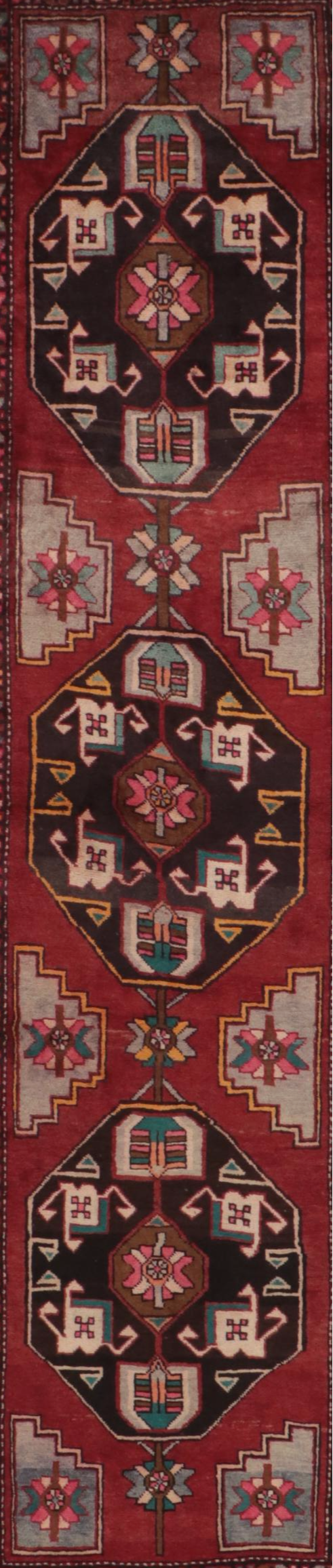 3'2 x 15'4 Hand-Knotted Persian Qashqai Carpet Runner