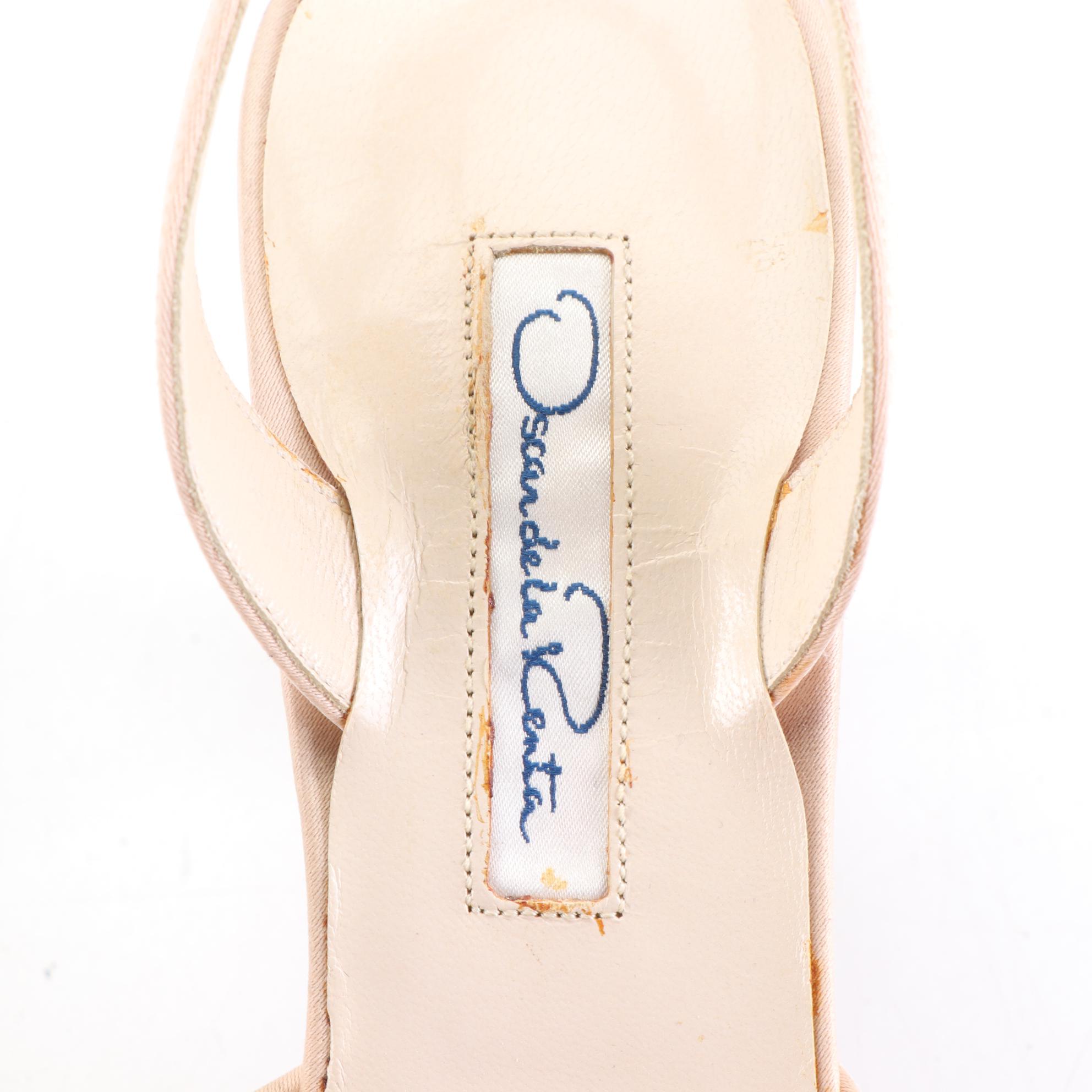 Oscar De La Renta Pointed-Toe Slingbacks in Mesh with Crystal Embellishment