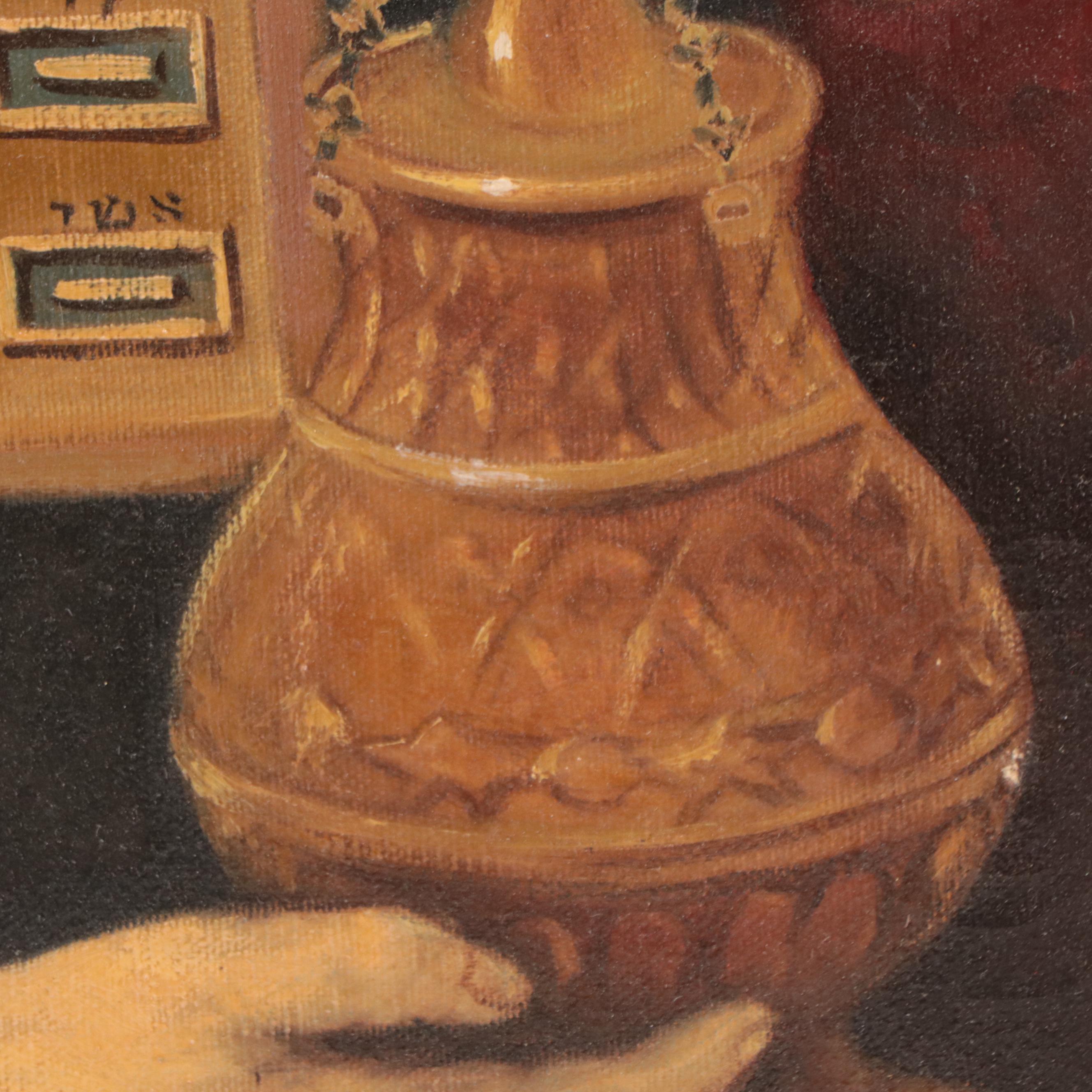 Dov Naniah Oil Painting of a Rabbi, Late 20th Century