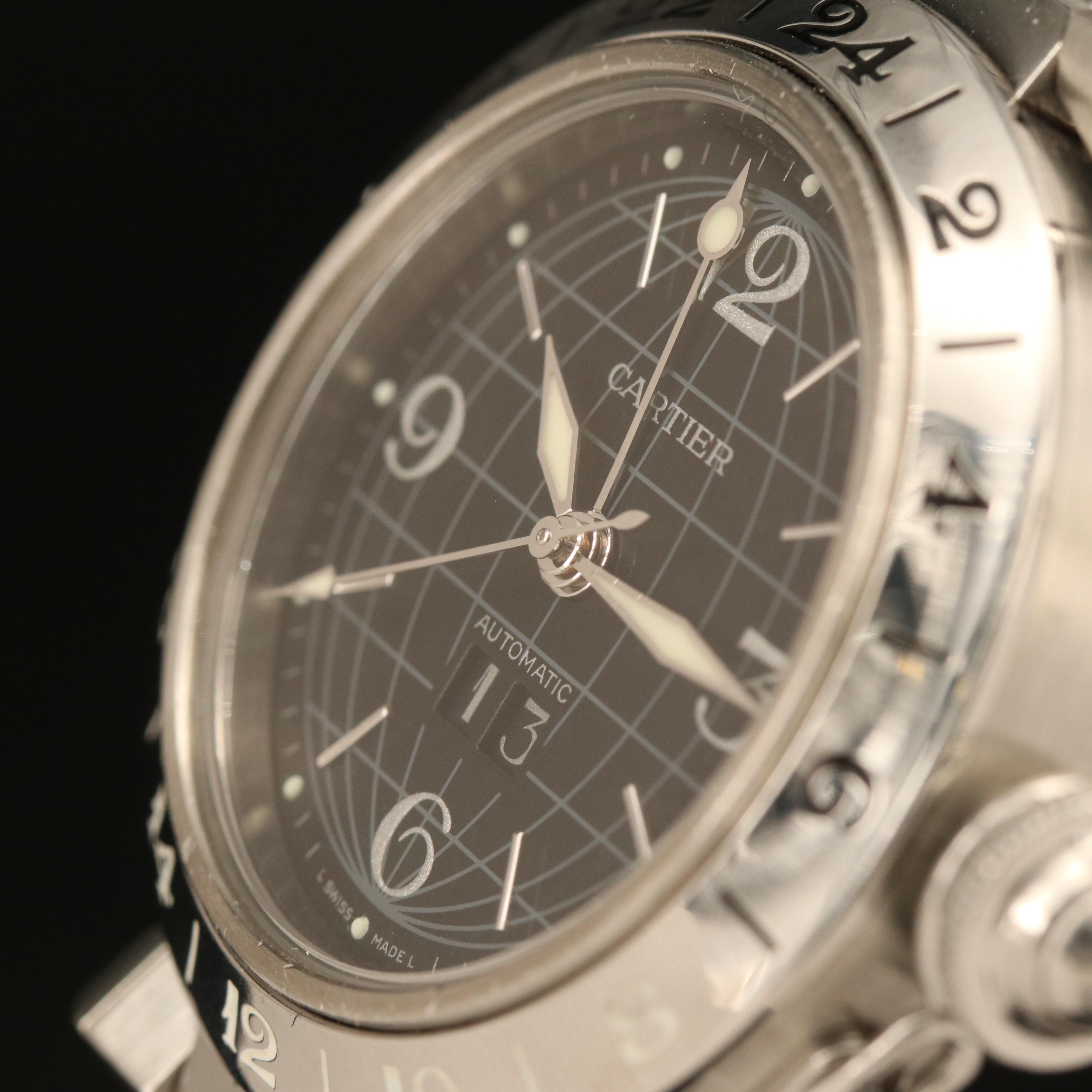 Cartier Pasha Big Date GMT Stainless Steel Automatic Watch