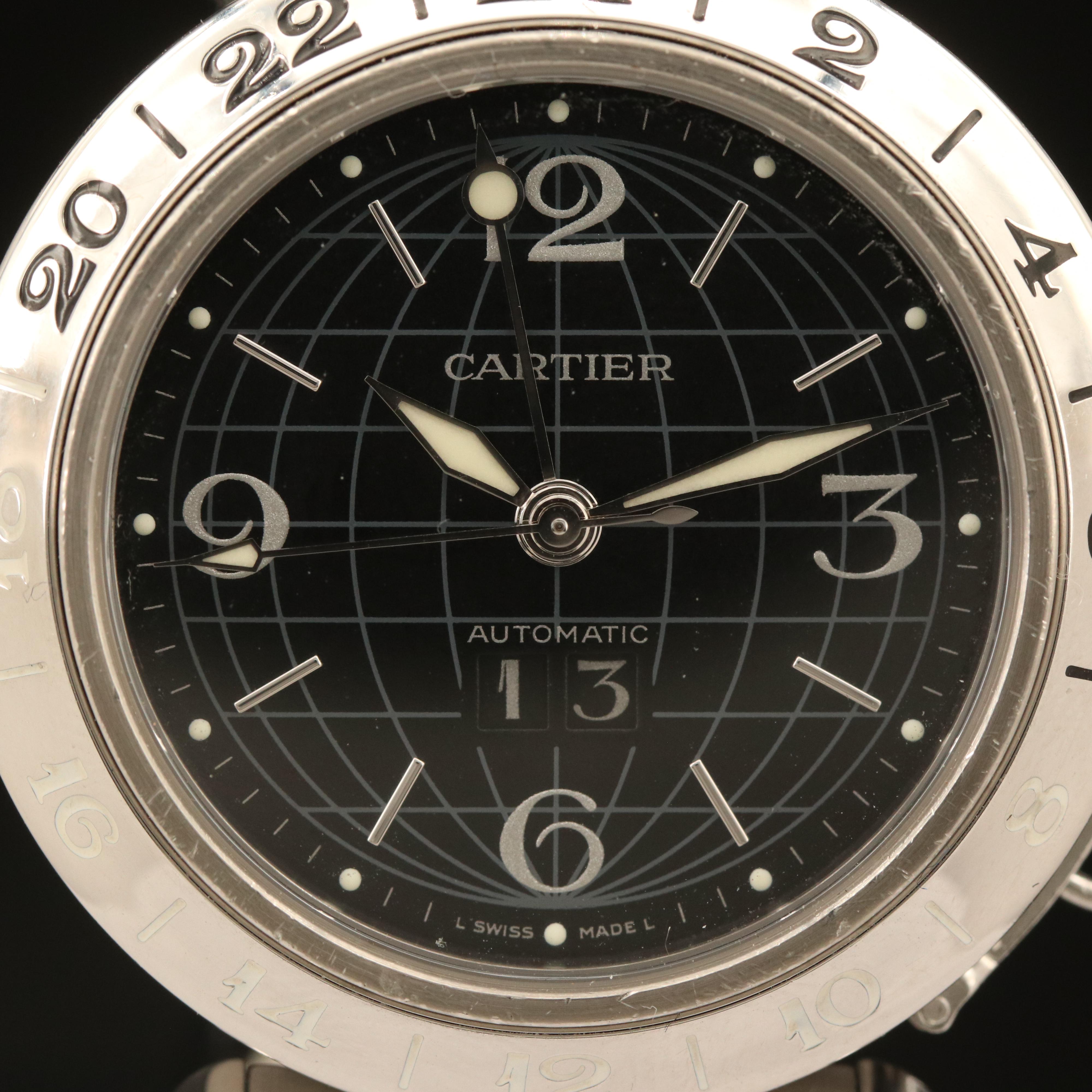 Cartier Pasha Big Date GMT Stainless Steel Automatic Watch