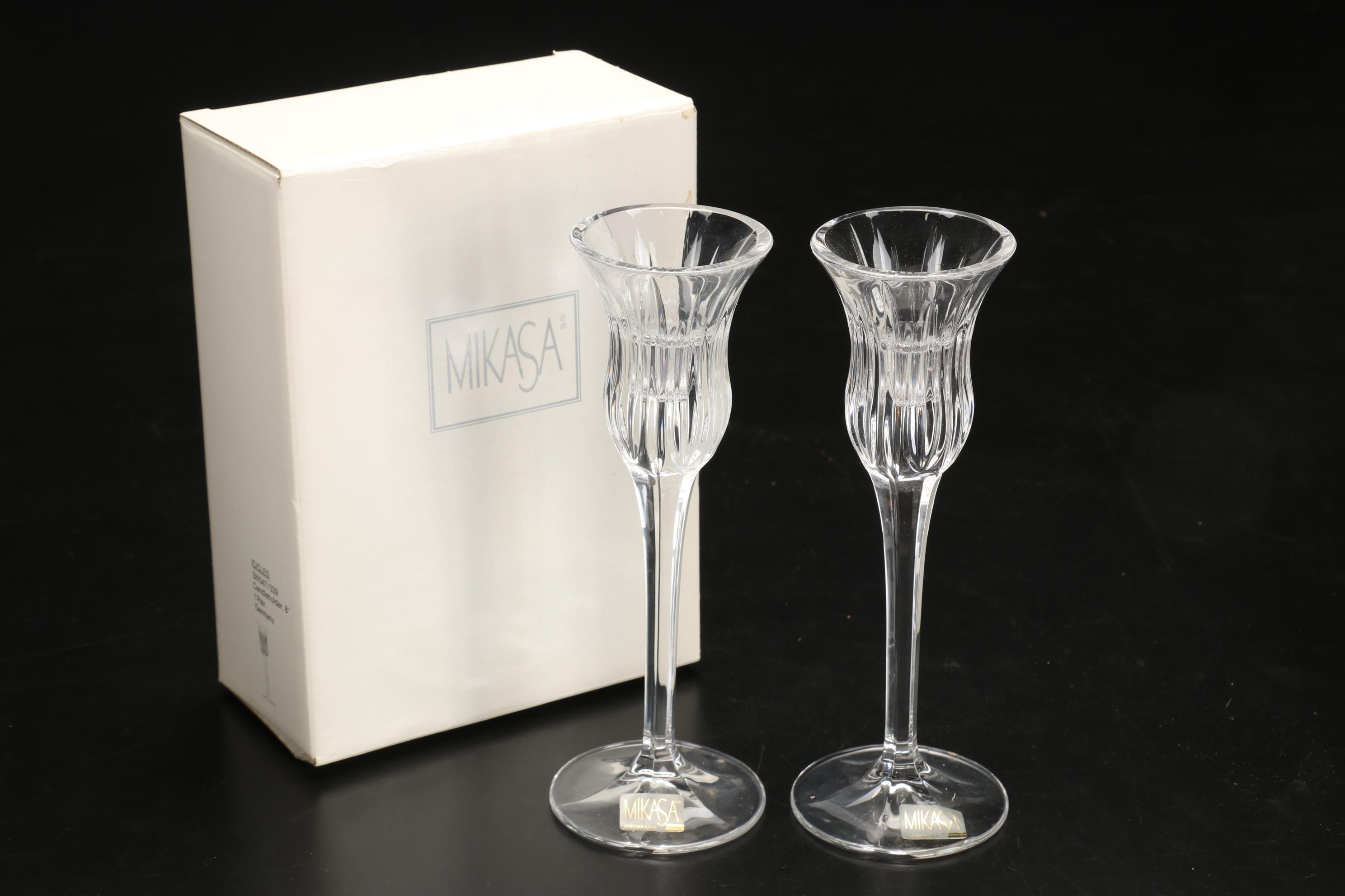 Waterford Crystal "Lismore" Hurricane Candle Holder, Kosta Boda Votive, and More