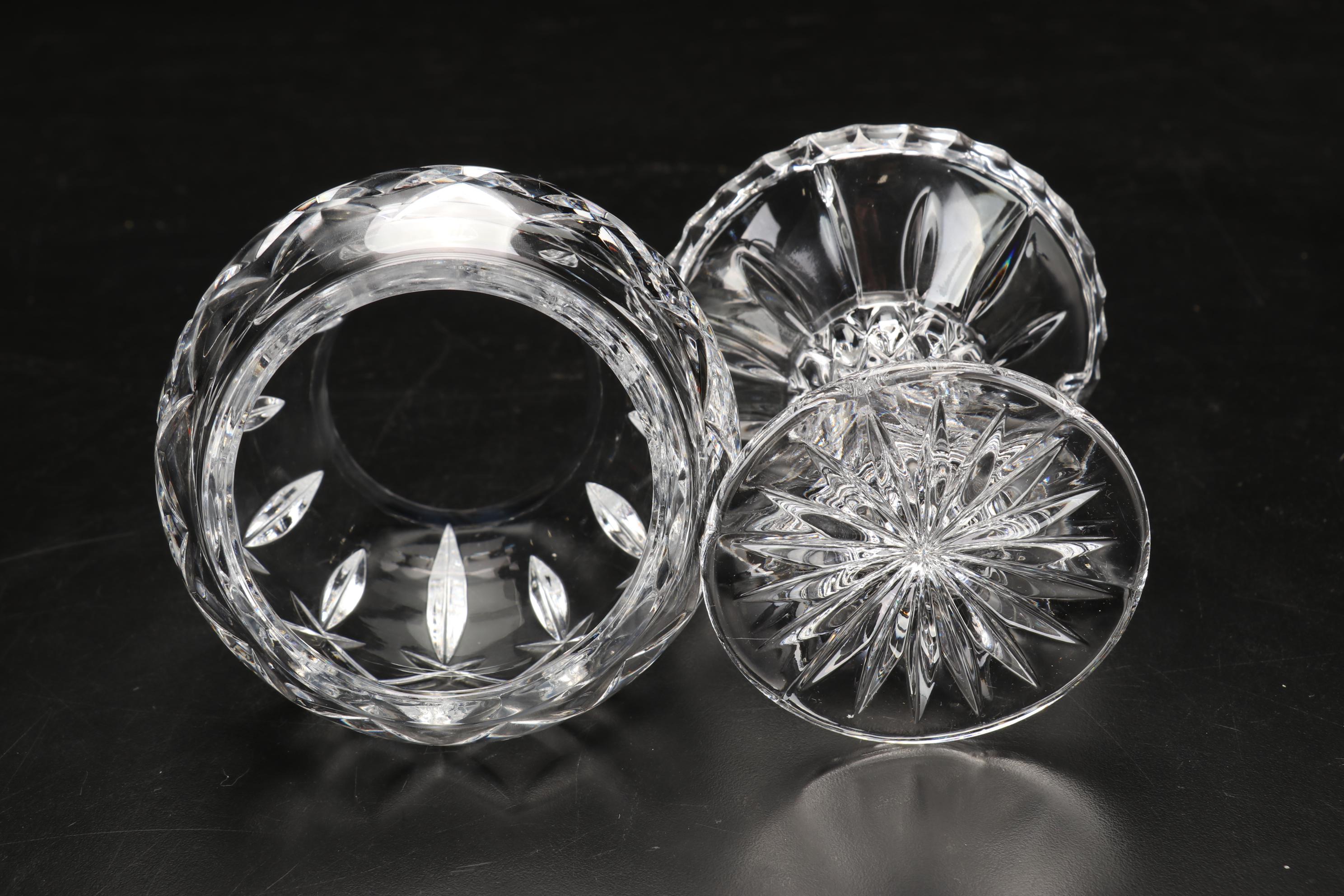 Waterford Crystal "Lismore" Hurricane Candle Holder, Kosta Boda Votive, and More