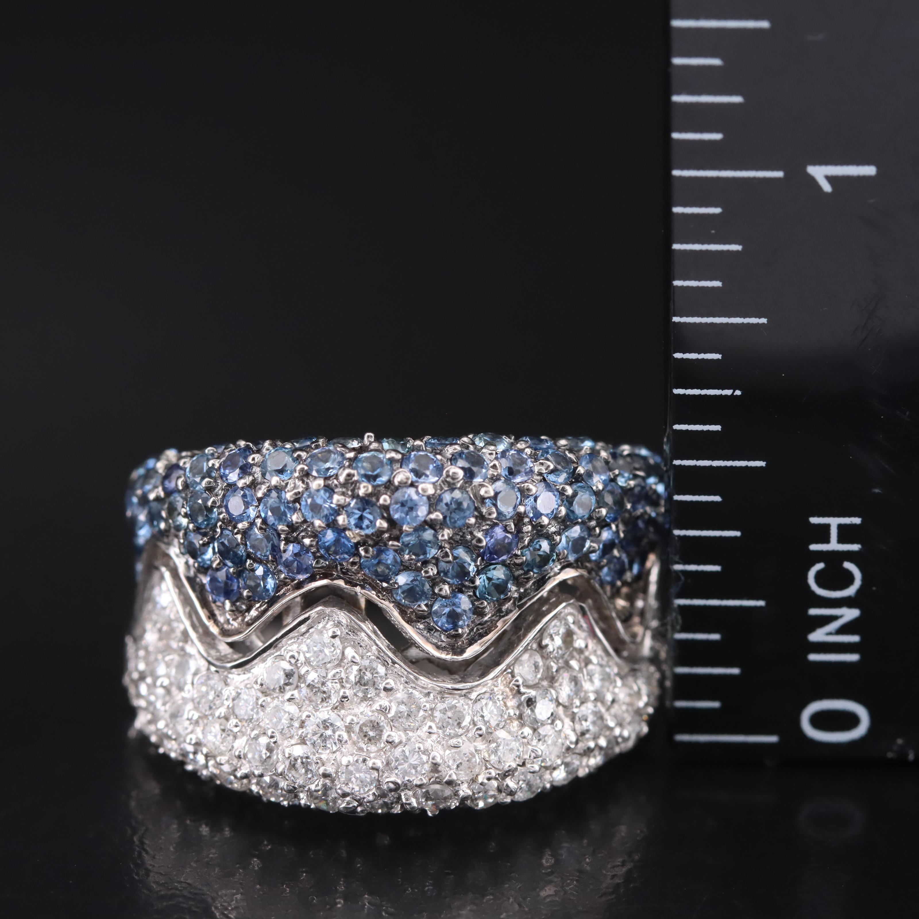 14K 1.32 CTW Pavé Sapphire and 1.32 CTW Diamond Saddle Ring