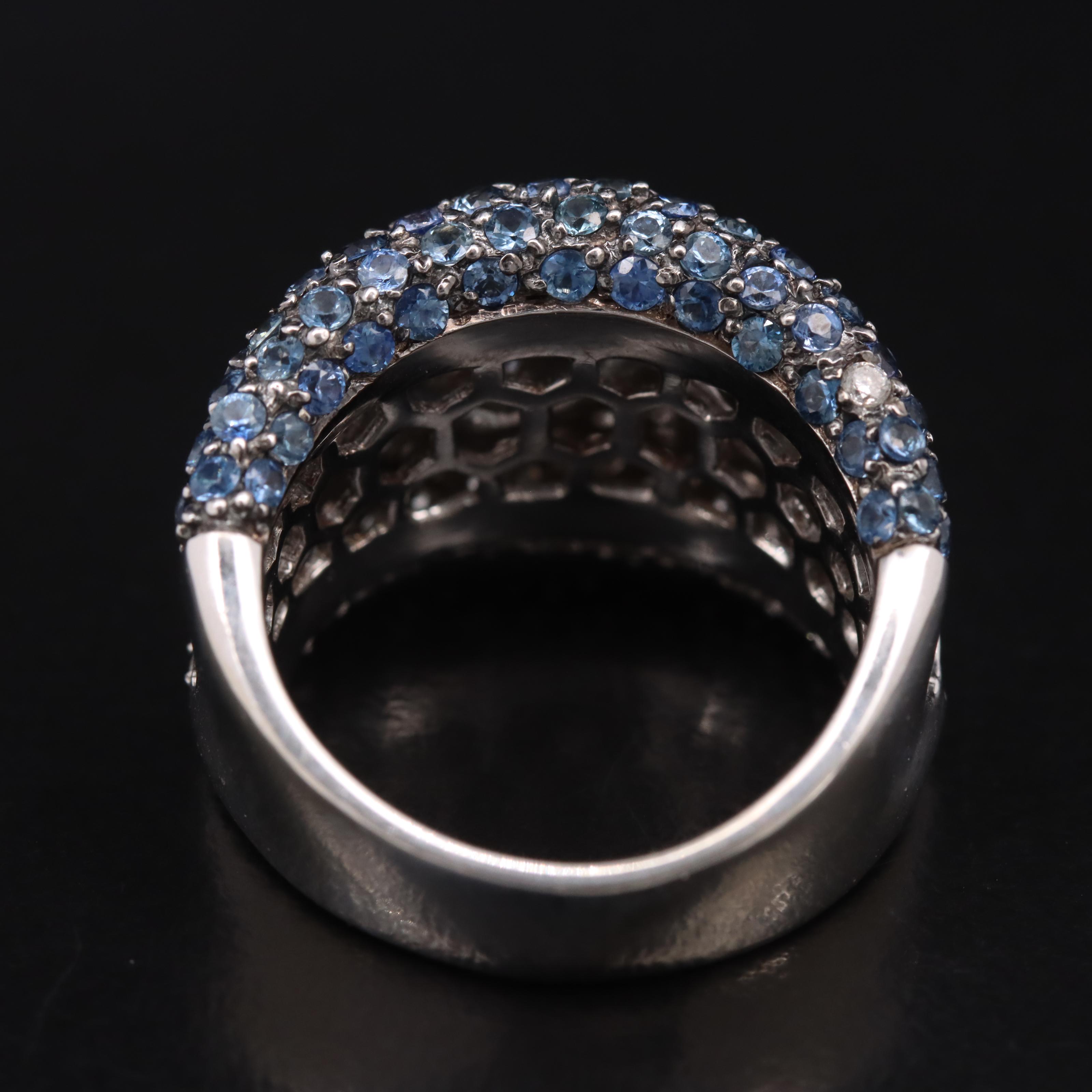 14K 1.32 CTW Pavé Sapphire and 1.32 CTW Diamond Saddle Ring