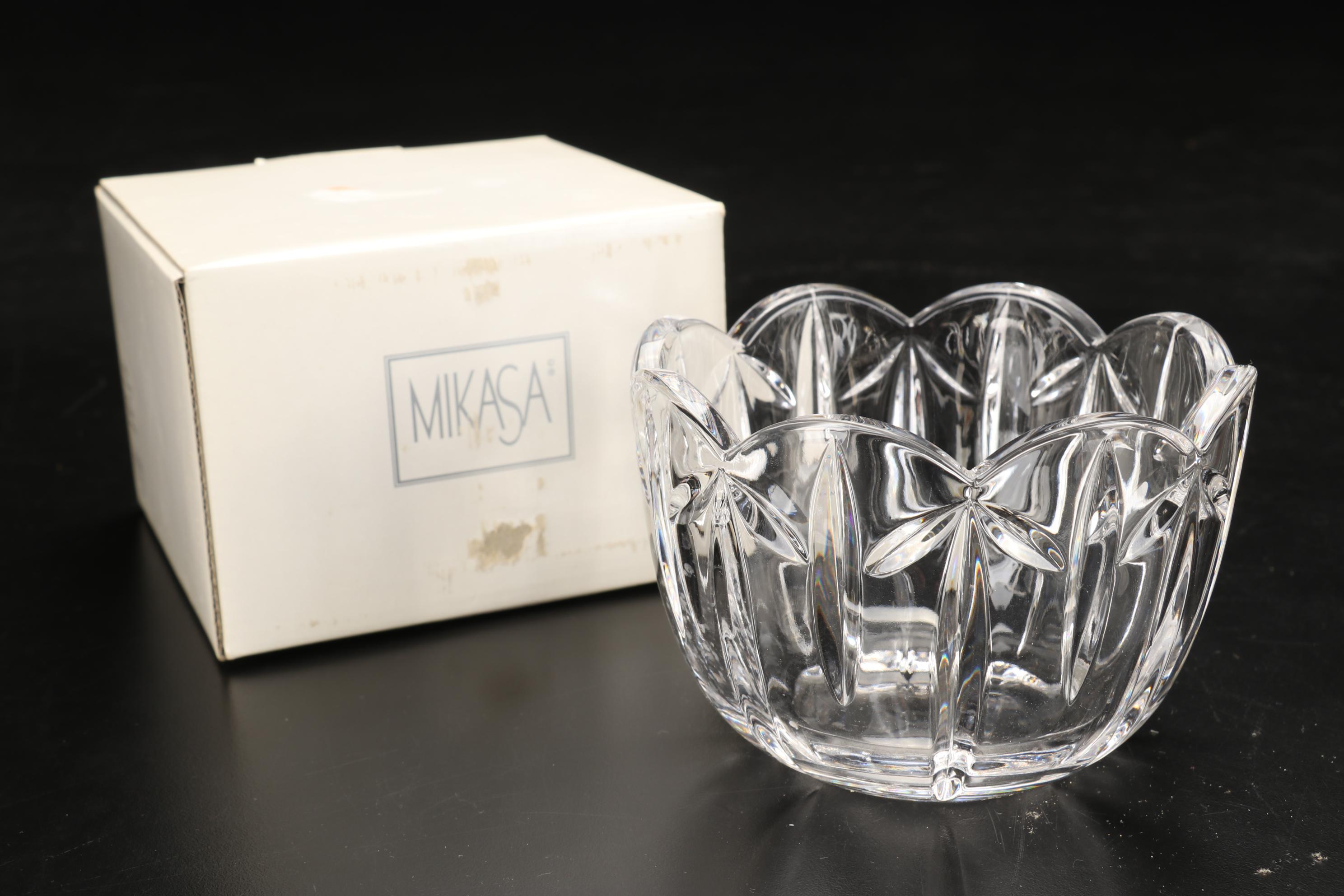 Waterford Crystal "Lismore" Hurricane Candle Holder, Kosta Boda Votive, and More