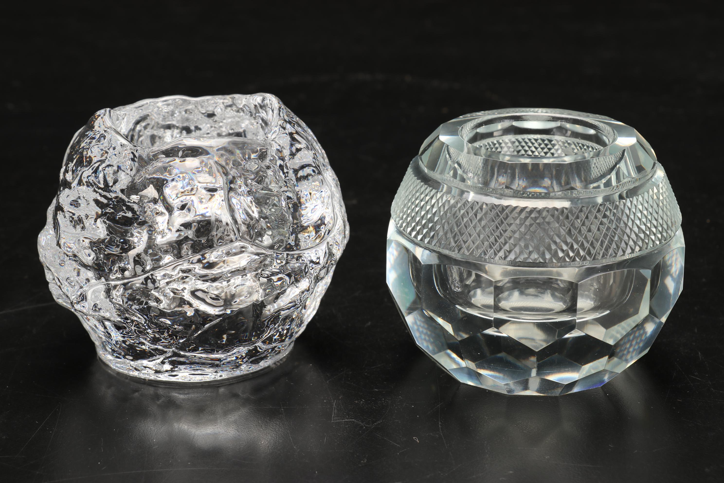 Waterford Crystal "Lismore" Hurricane Candle Holder, Kosta Boda Votive, and More