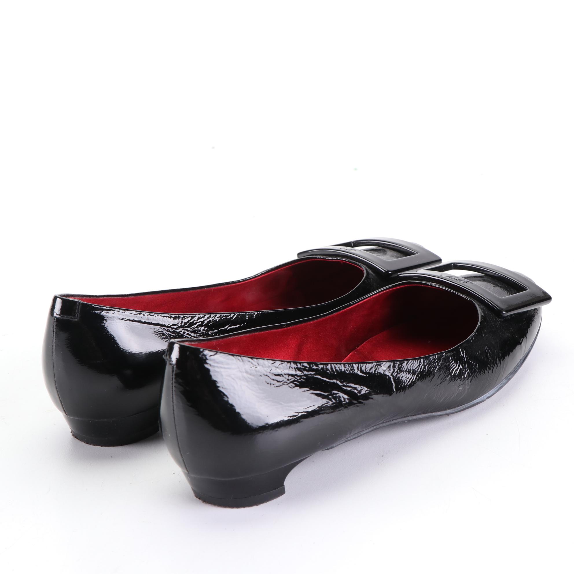 Roger Vivien Flat Buckle Shoes in Patent Leather