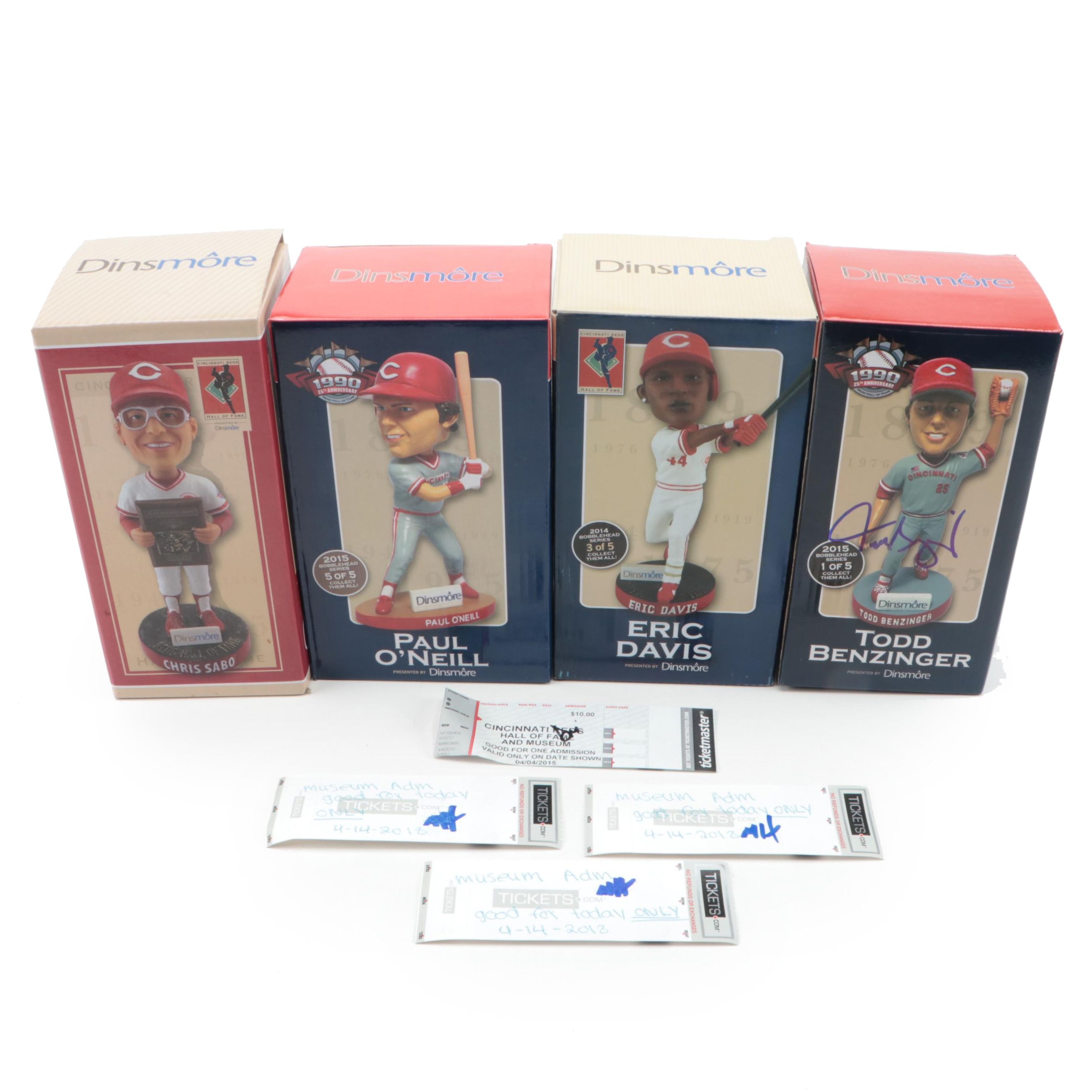 Cincinnati Reds Bobbleheads Including Signed Benzinger, O'Neill, Davis, More