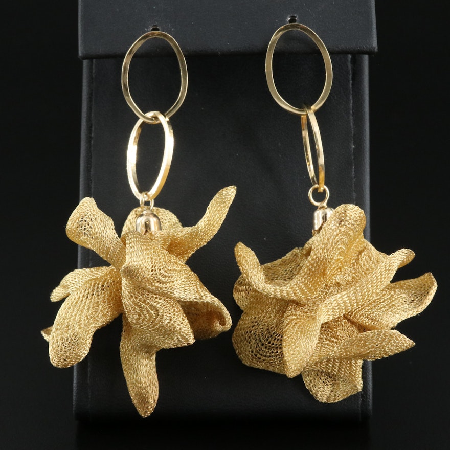 Italian 14K Knitted Freeform Earrings