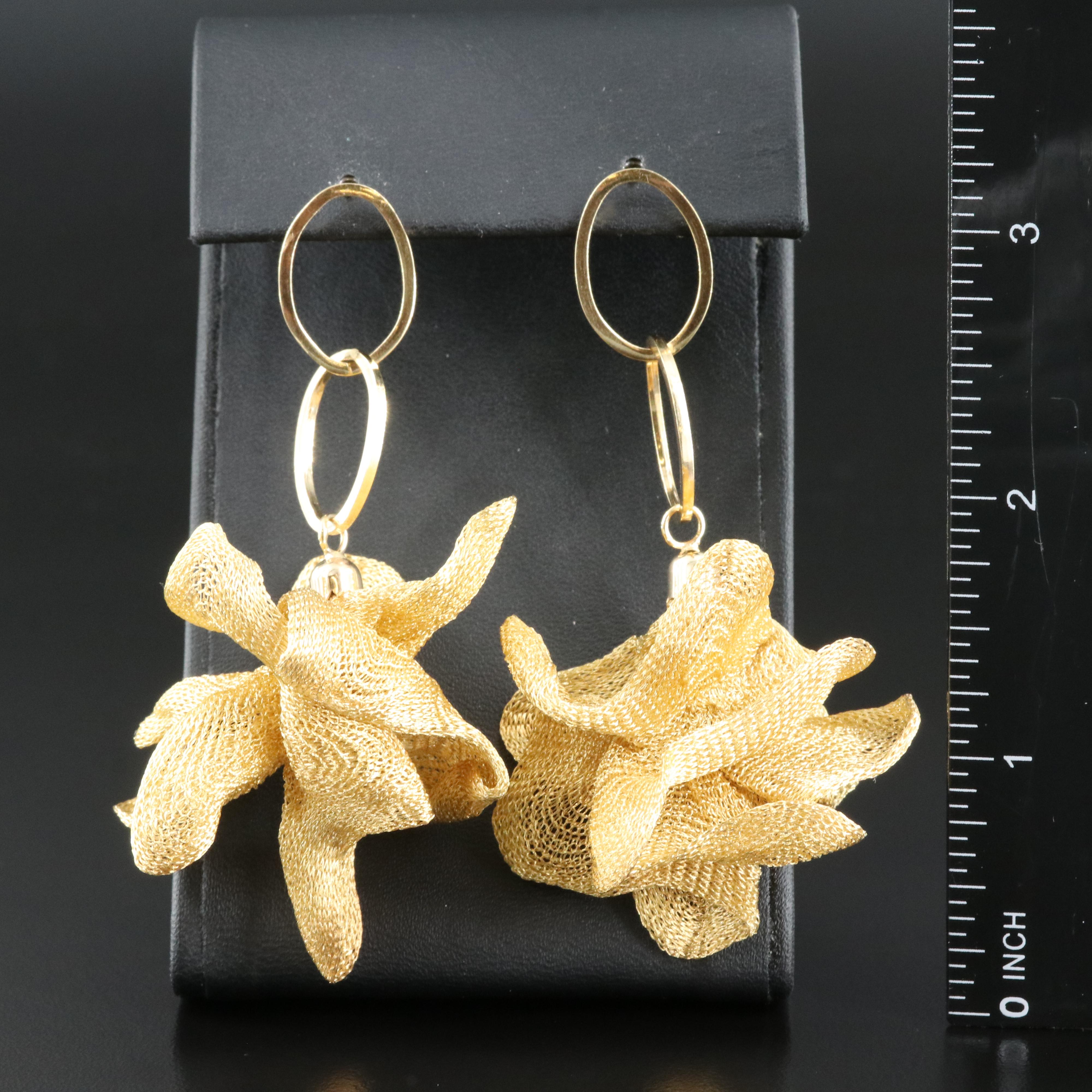 Italian 14K Knitted Freeform Earrings