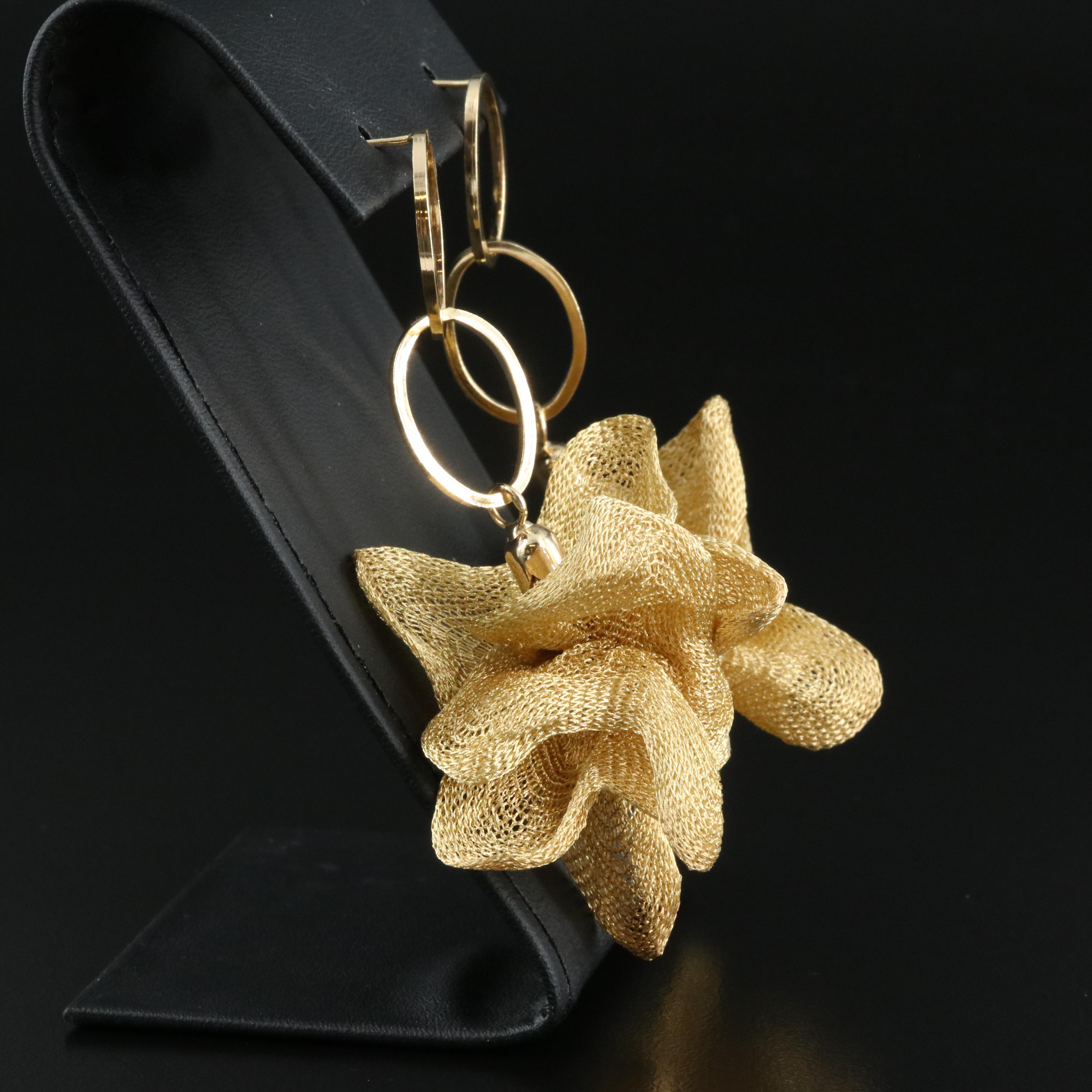 Italian 14K Knitted Freeform Earrings