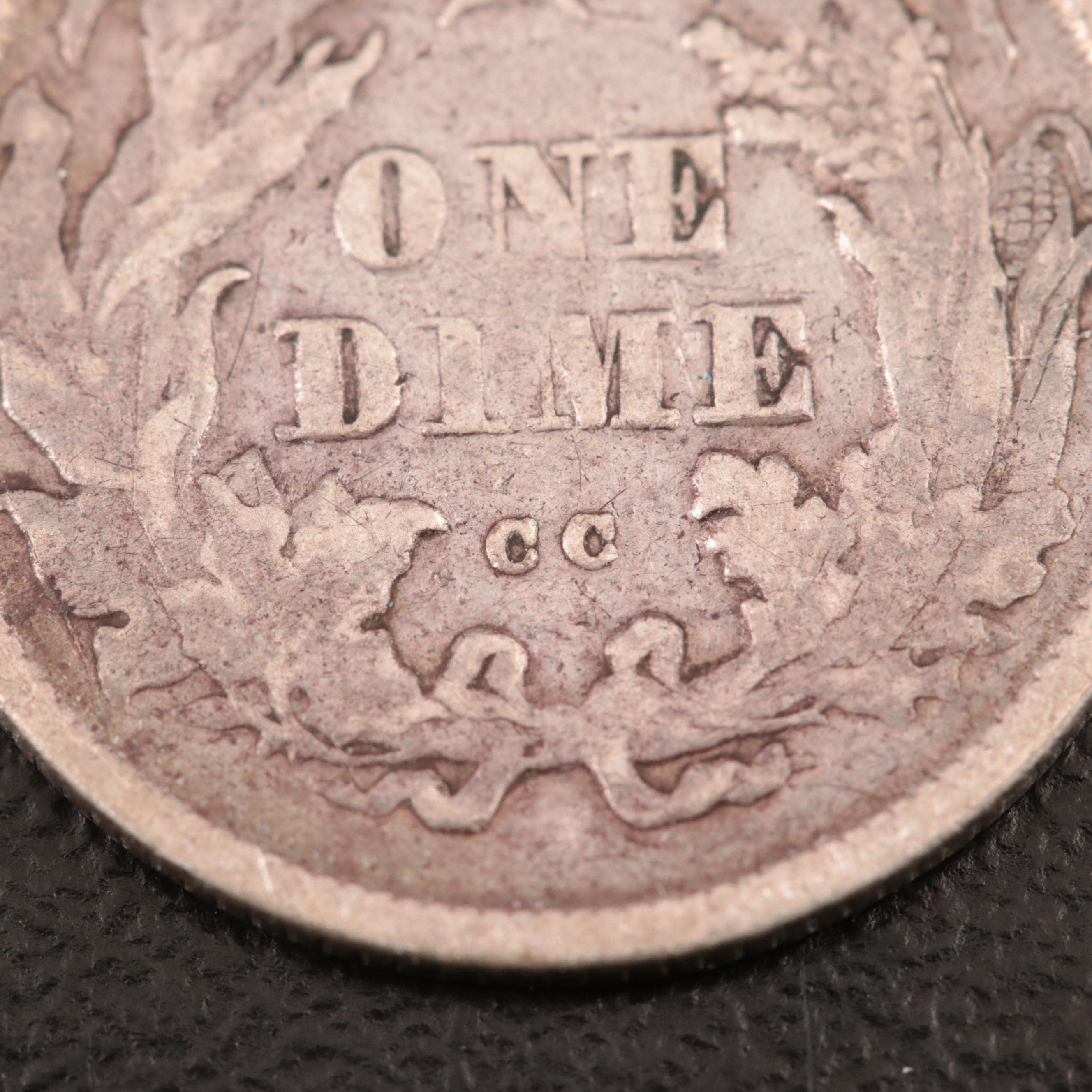 Two Carson City Mint Liberty Seated Silver Dimes