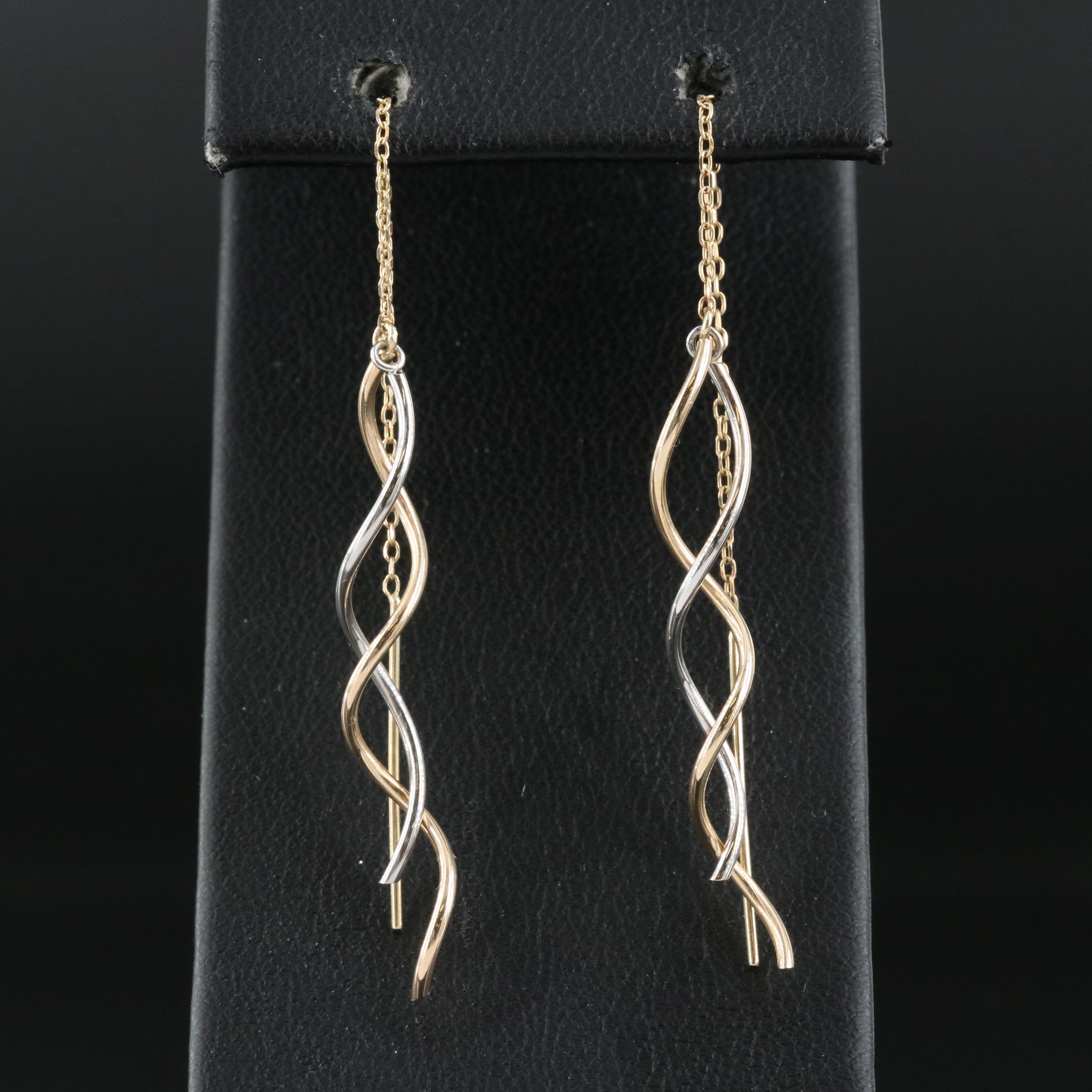 14K Two-Tone Spiral Threaders