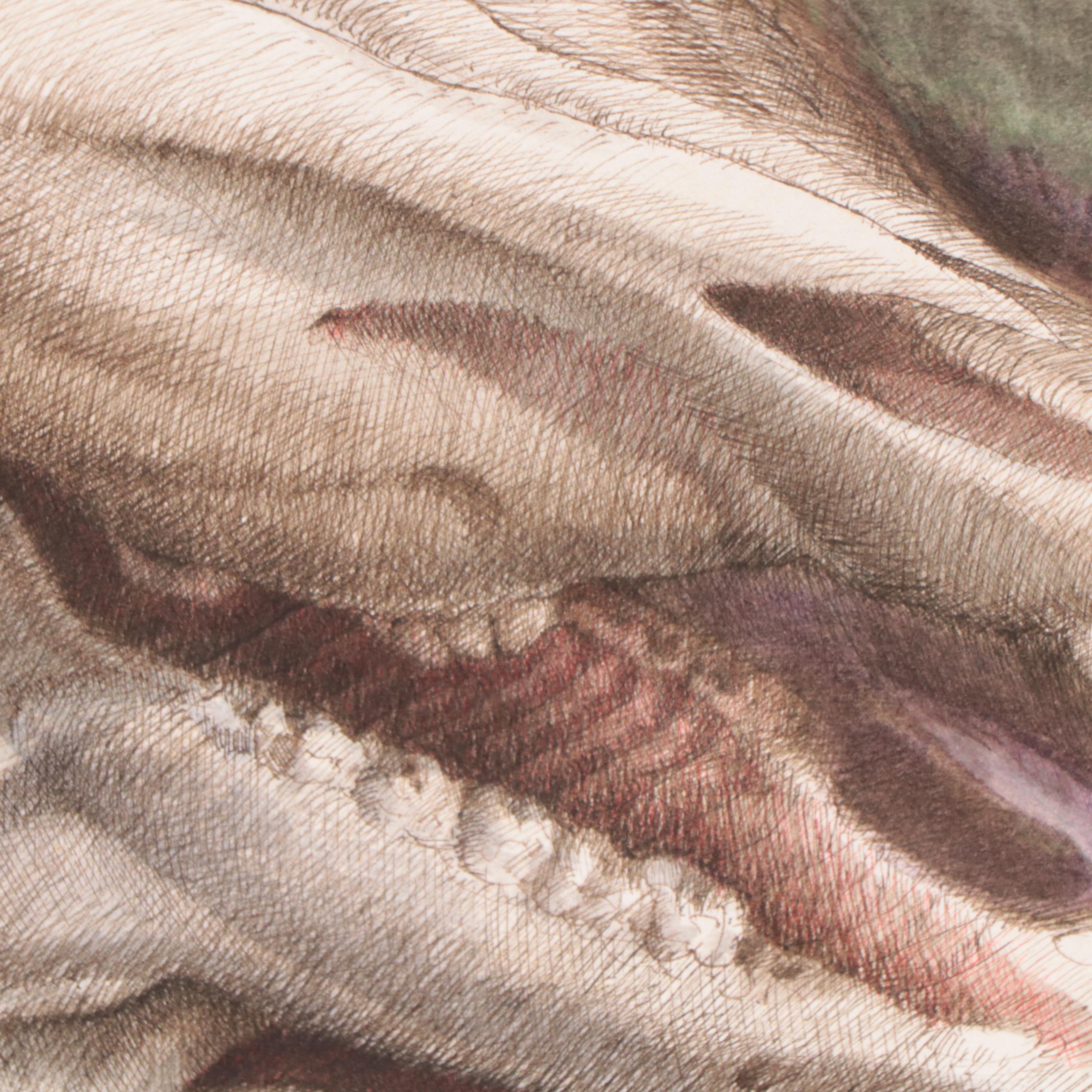 Antonio Lazo Watercolor and Ink Drawing "Skull," 1978