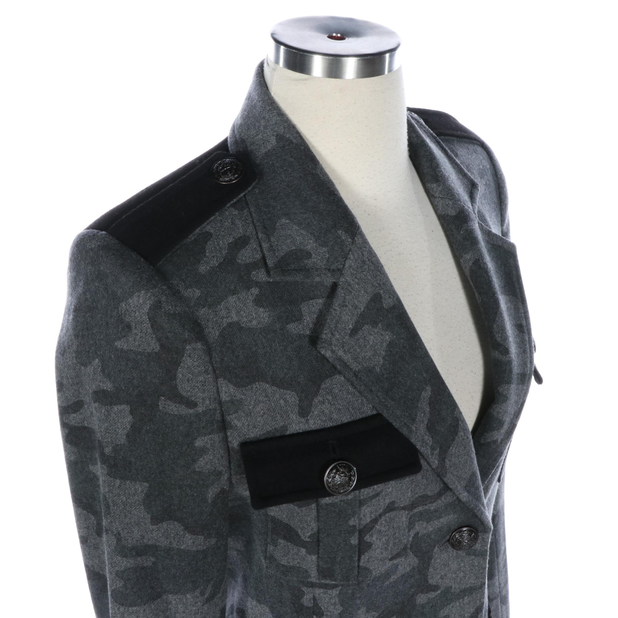 Barneys New York Co-Op Woolen Camouflage Jacket