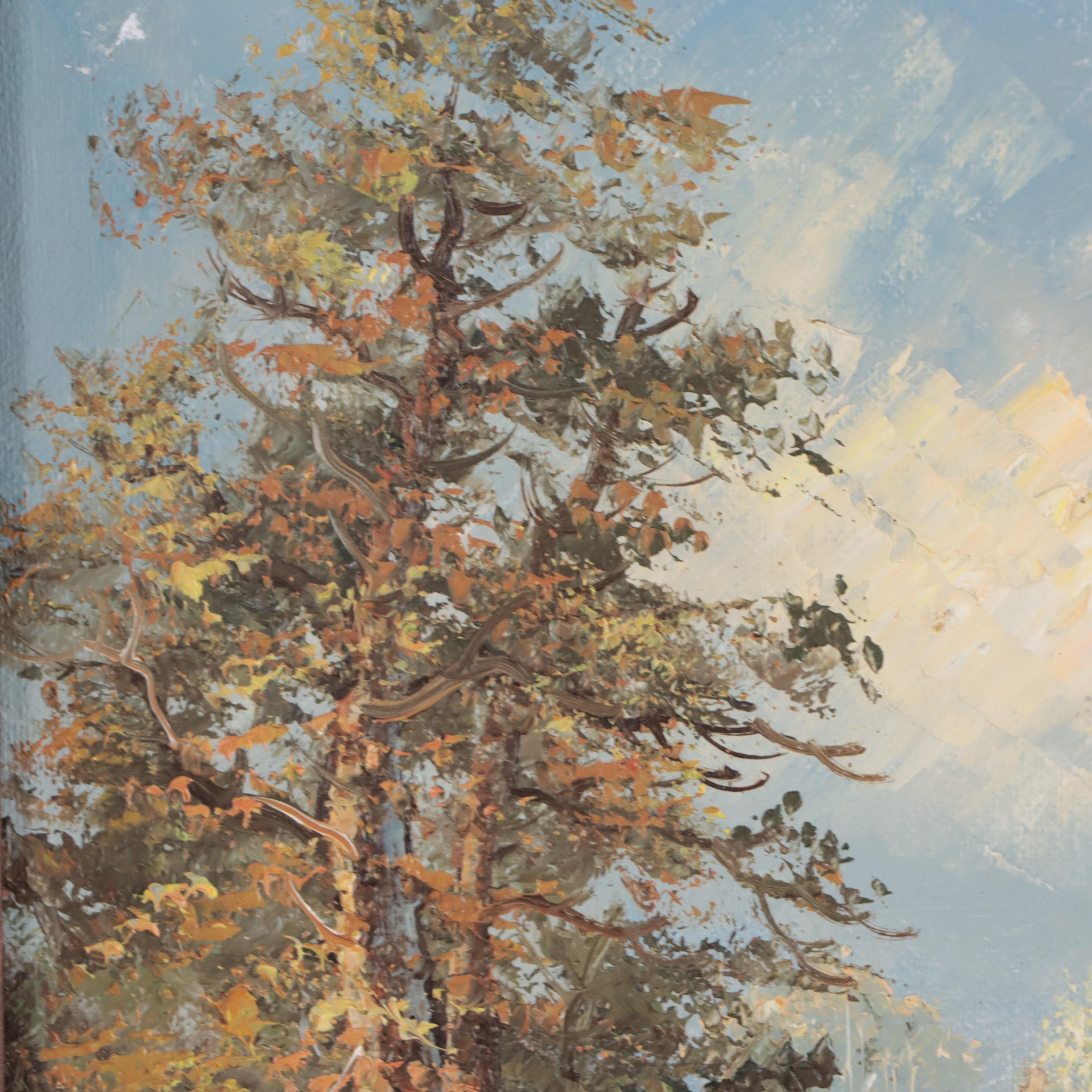 Impasto Oil Painting of Forest Landscape