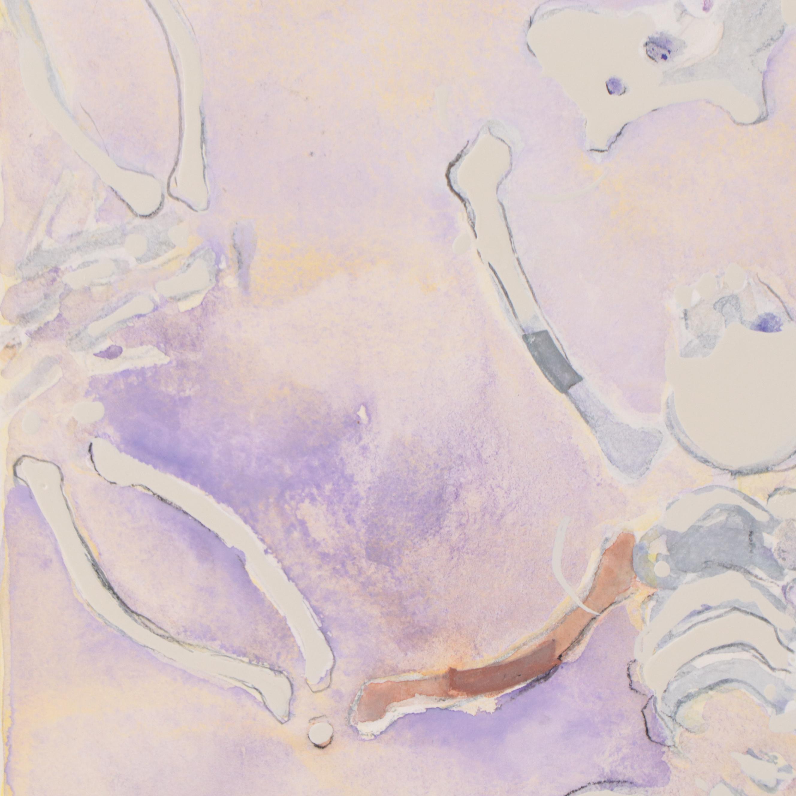 Walter Sorge Watercolor Painting of Skeletons, Circa 1980