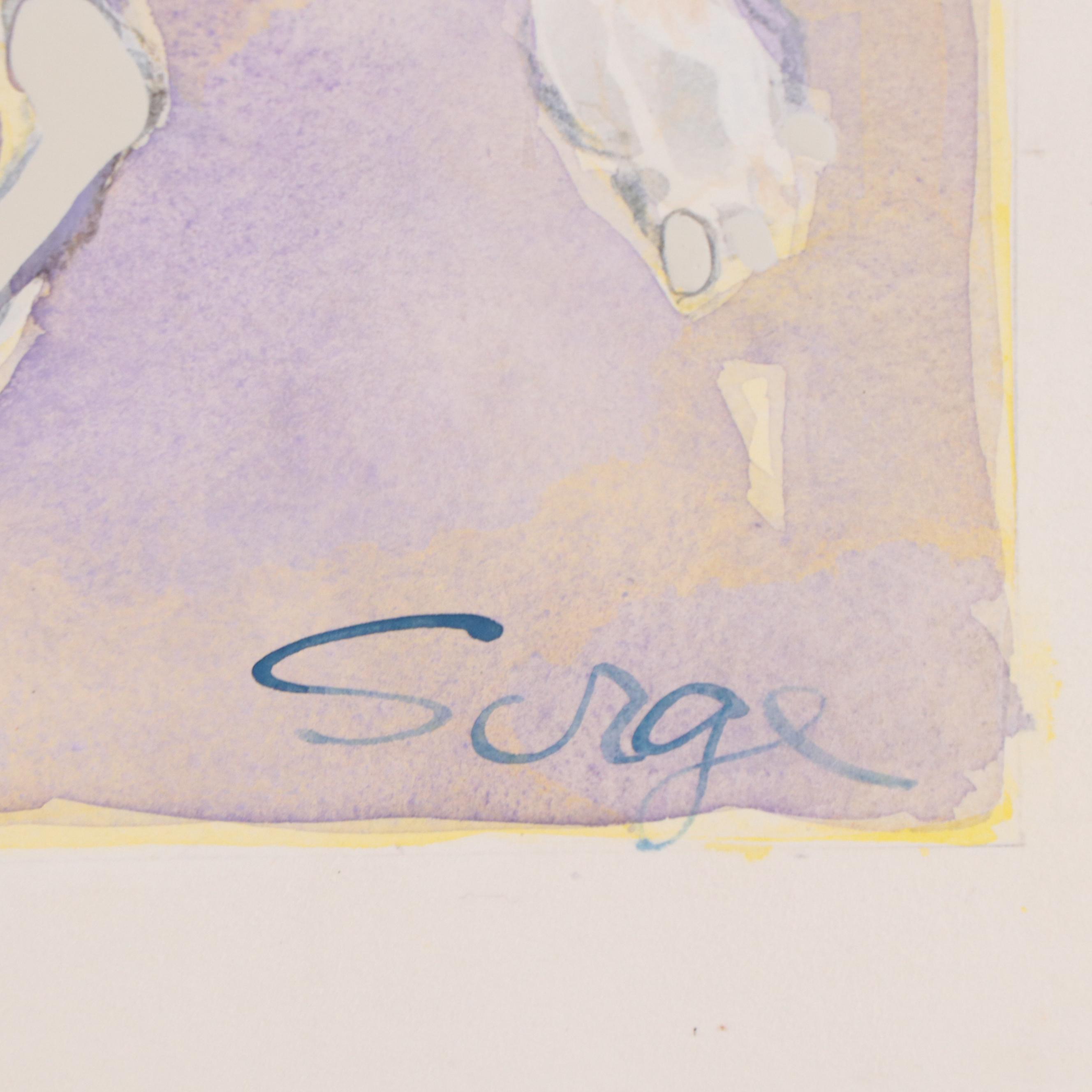 Walter Sorge Watercolor Painting of Skeletons, Circa 1980