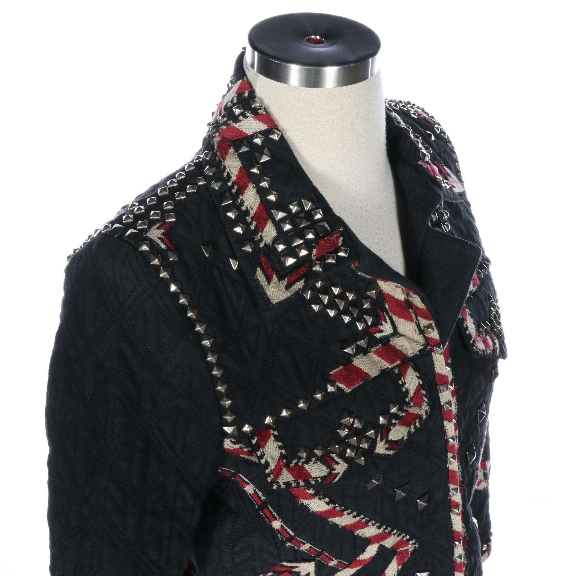 Isabel Marant Stud Embellished Quilted Denim Jacket