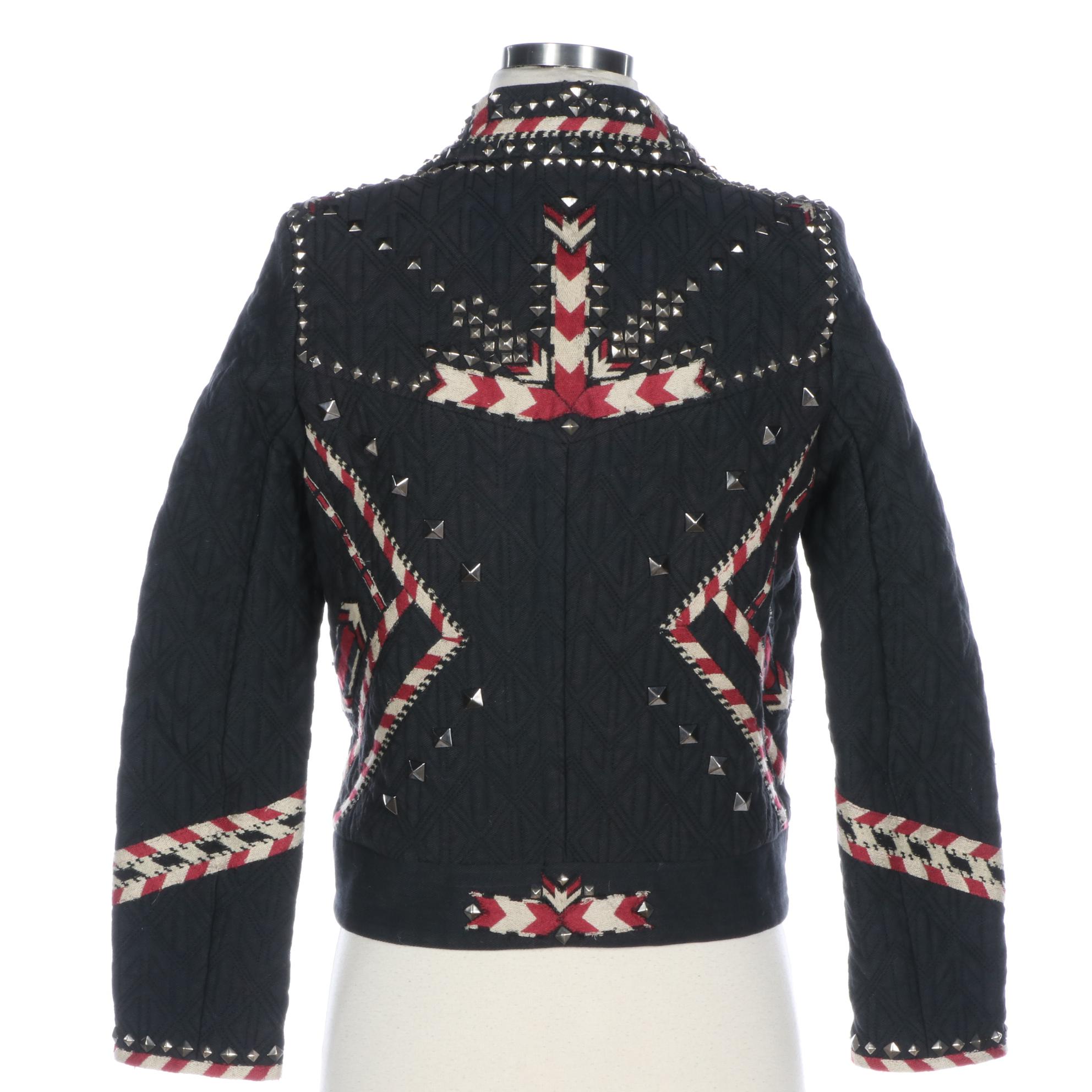 Isabel Marant Stud Embellished Quilted Denim Jacket
