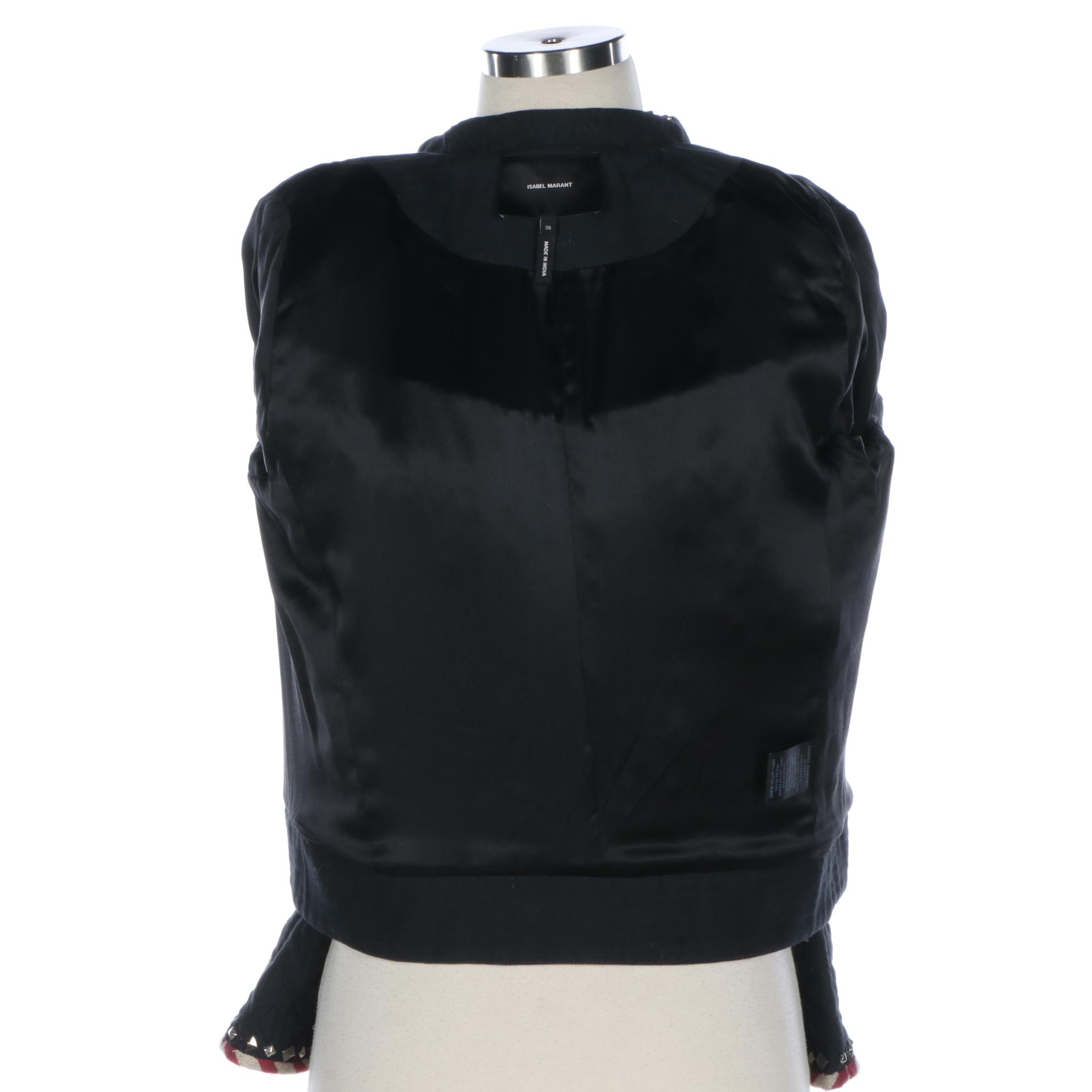 Isabel Marant Stud Embellished Quilted Denim Jacket