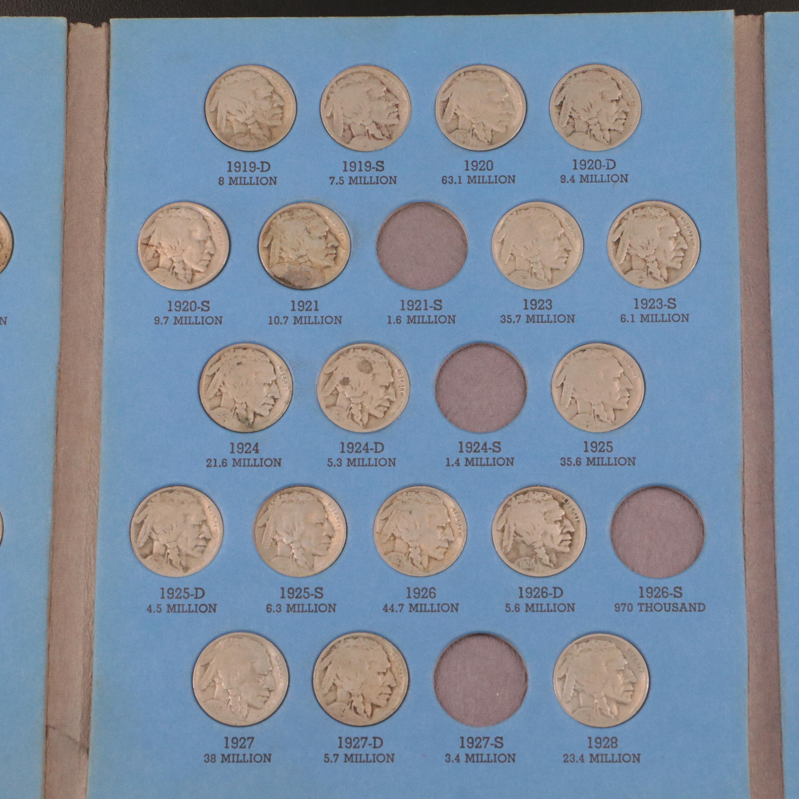 7 Whitman Binders of Washington Quarters, Buffalo Nickels, and Indian Head Cents