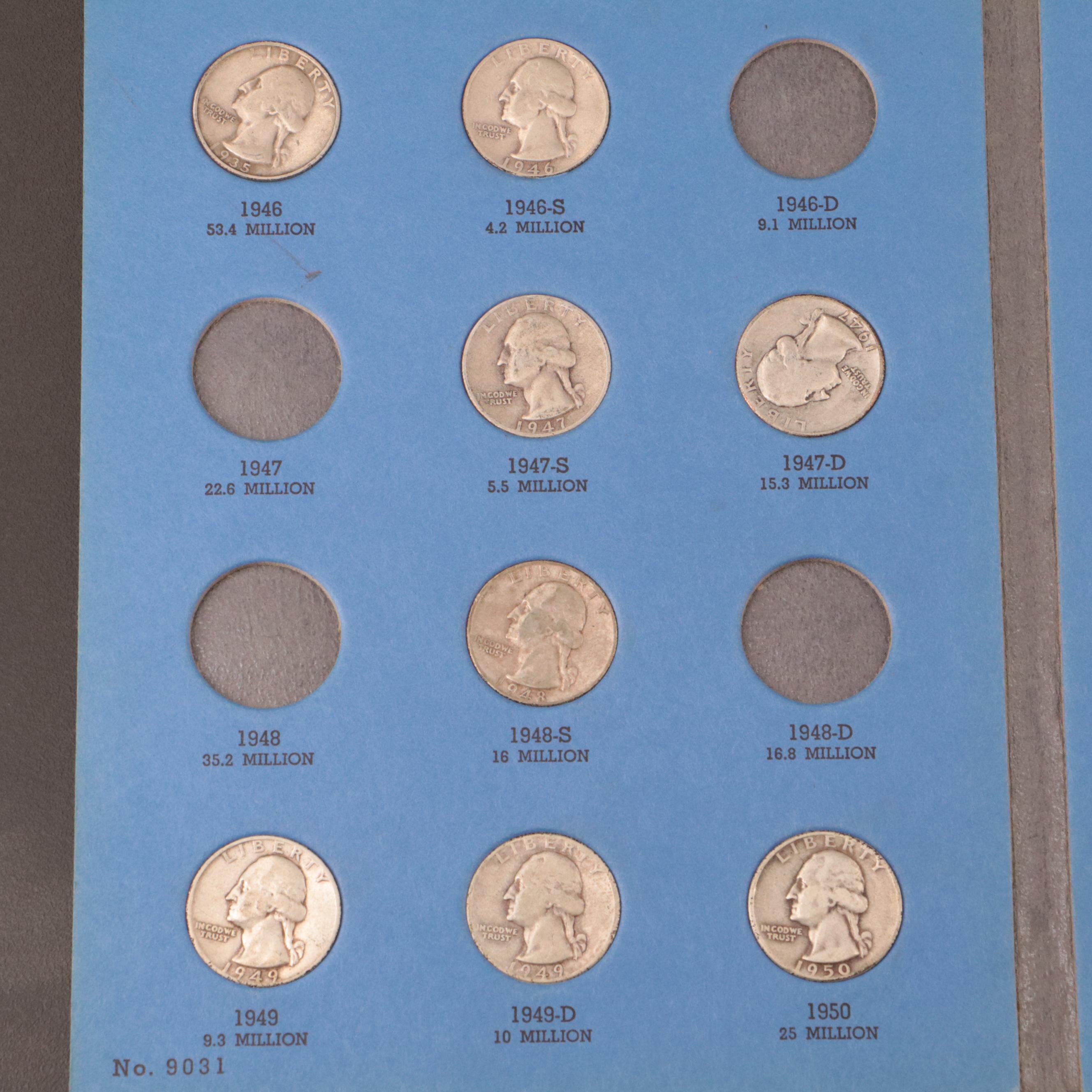 7 Whitman Binders of Washington Quarters, Buffalo Nickels, and Indian Head Cents