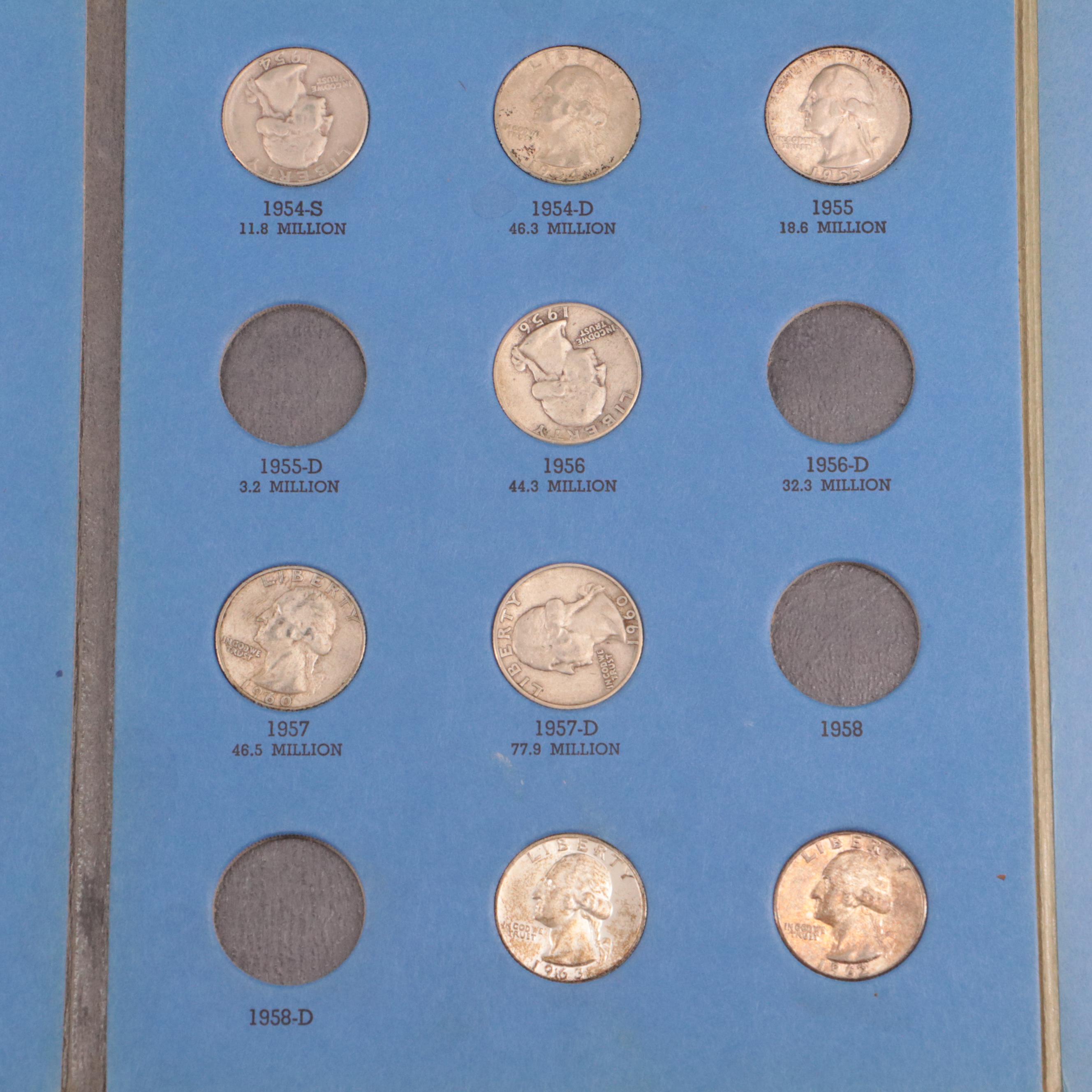 7 Whitman Binders of Washington Quarters, Buffalo Nickels, and Indian Head Cents