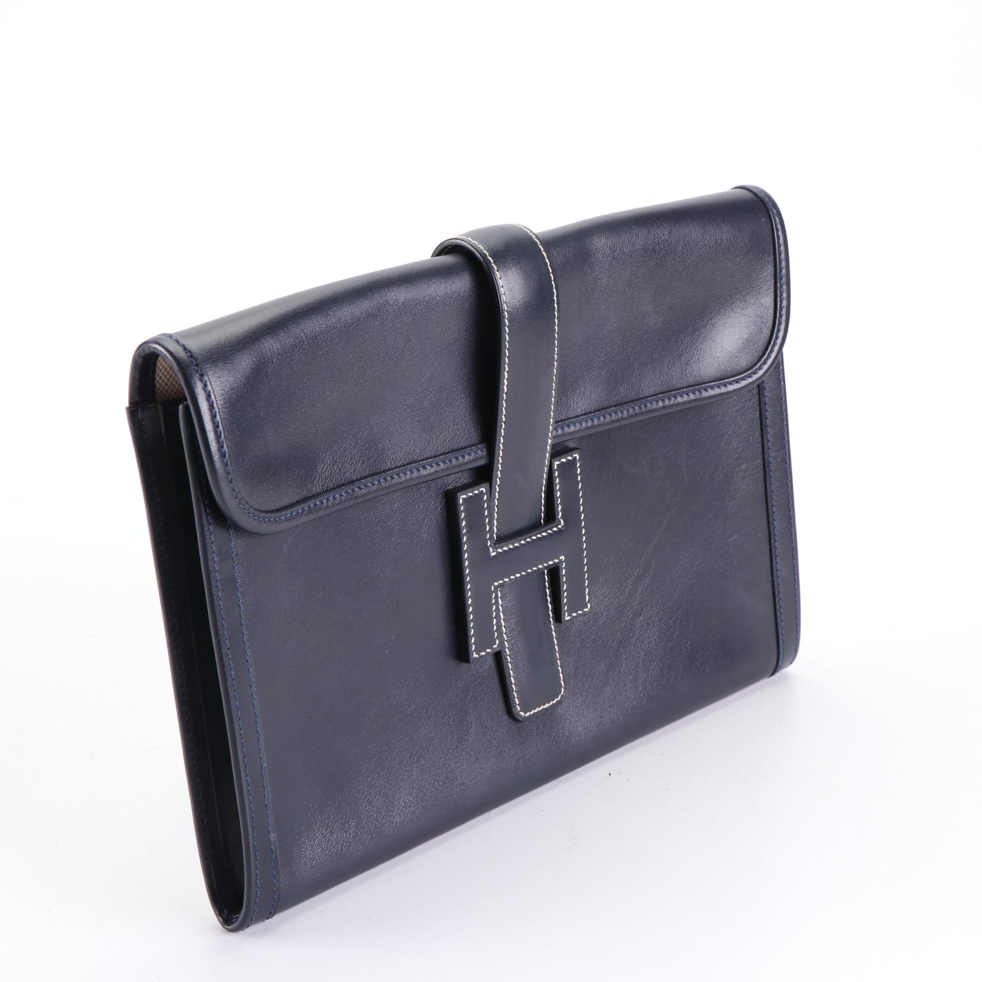 Hermès Jige Elan 29 Clutch Purse in Box Calf Leather
