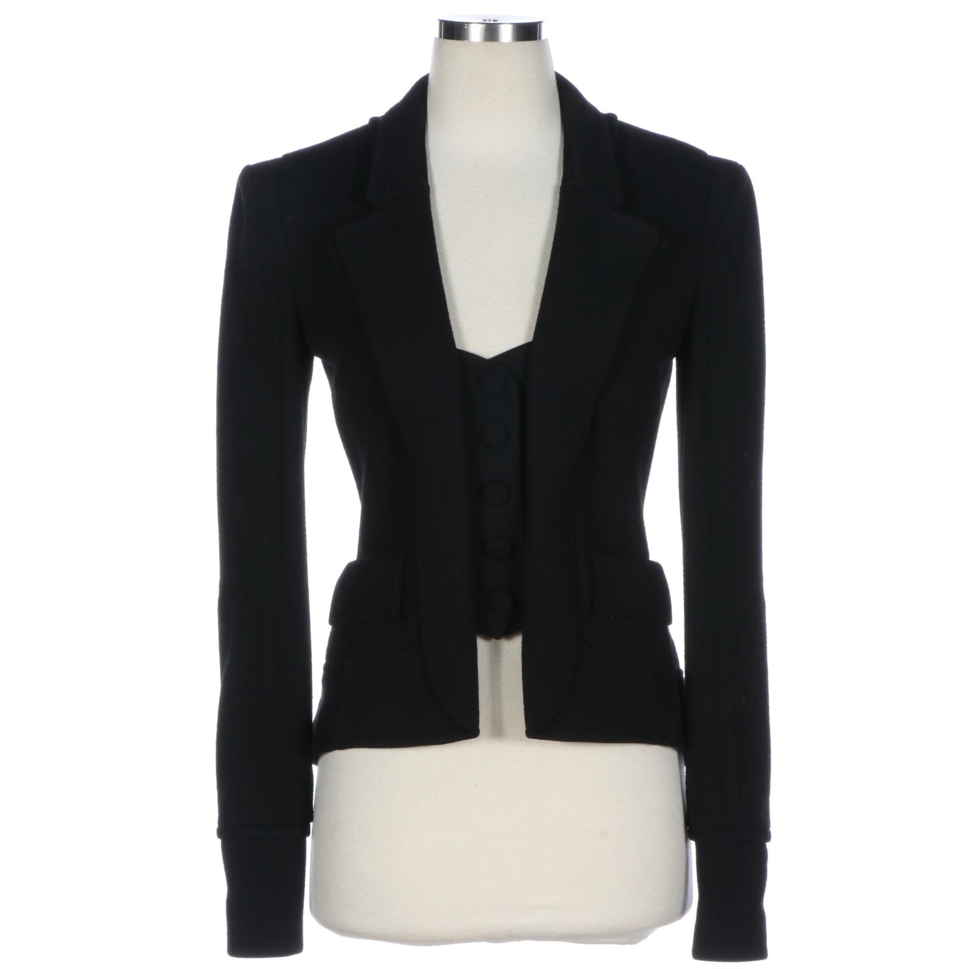 Nathan Jenden Wool Blend Mock Waistcoat Jacket with Silk Lining