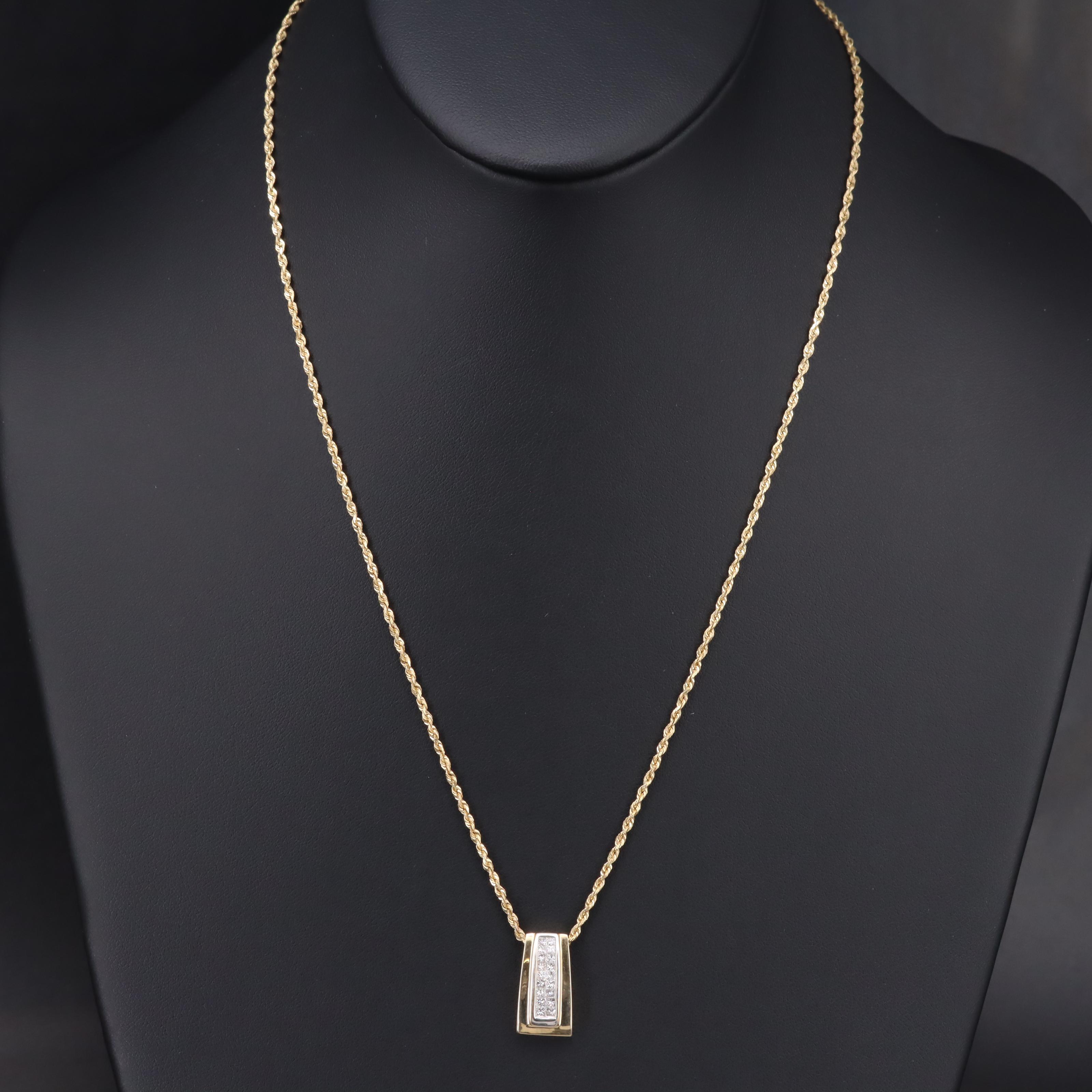 14K 0.54 CTW Diamond Slide Pendant Necklace