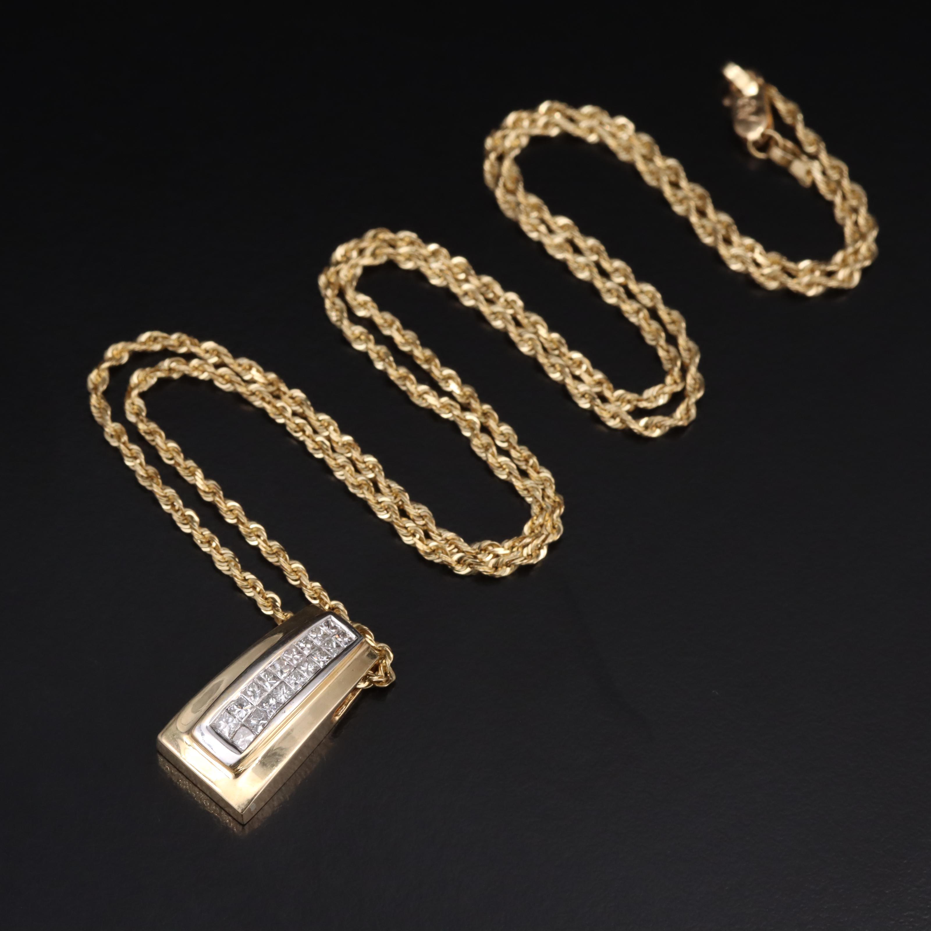 14K 0.54 CTW Diamond Slide Pendant Necklace