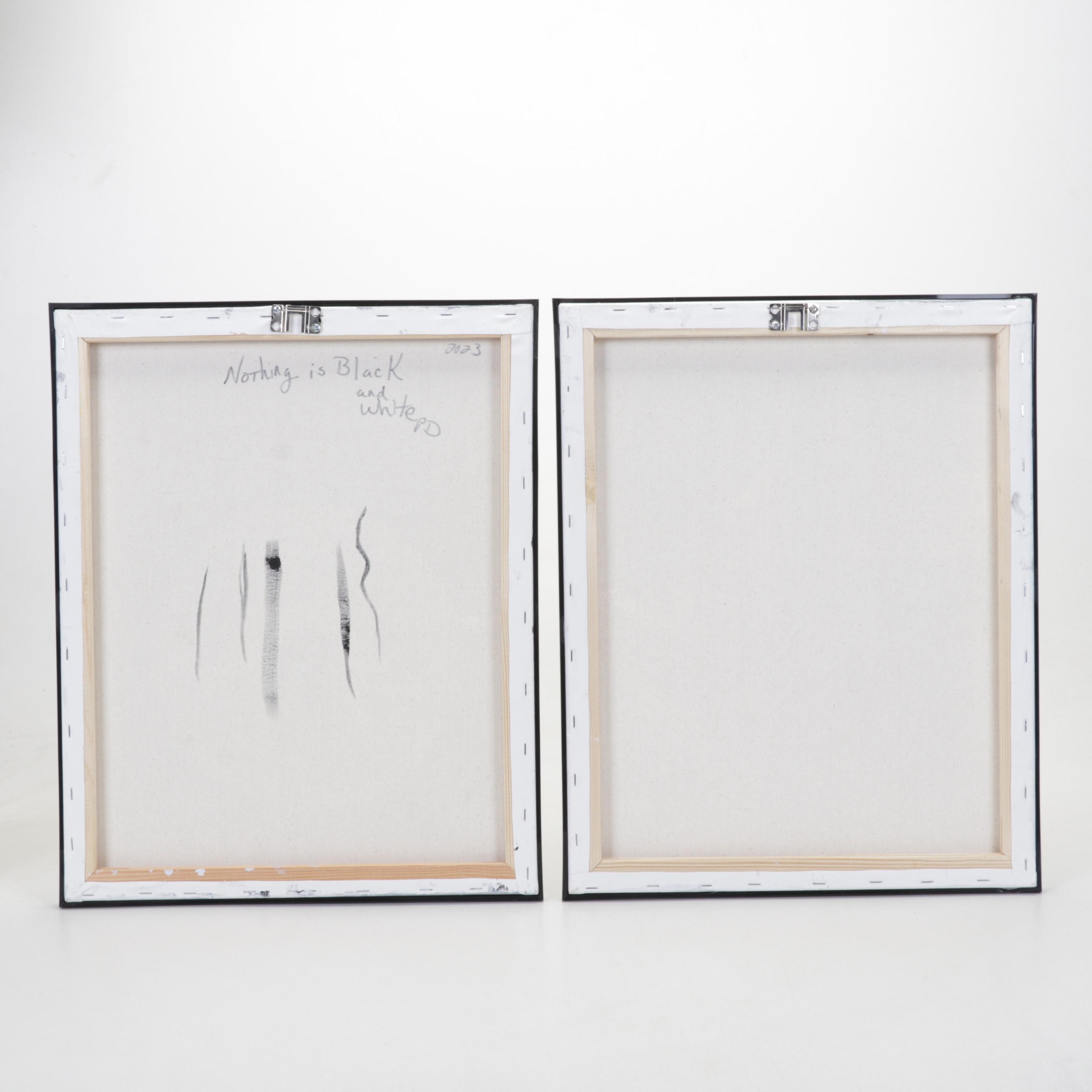 Patricia Donithan Diptych Acrylic Painting "Nothing is Black and White," 2023