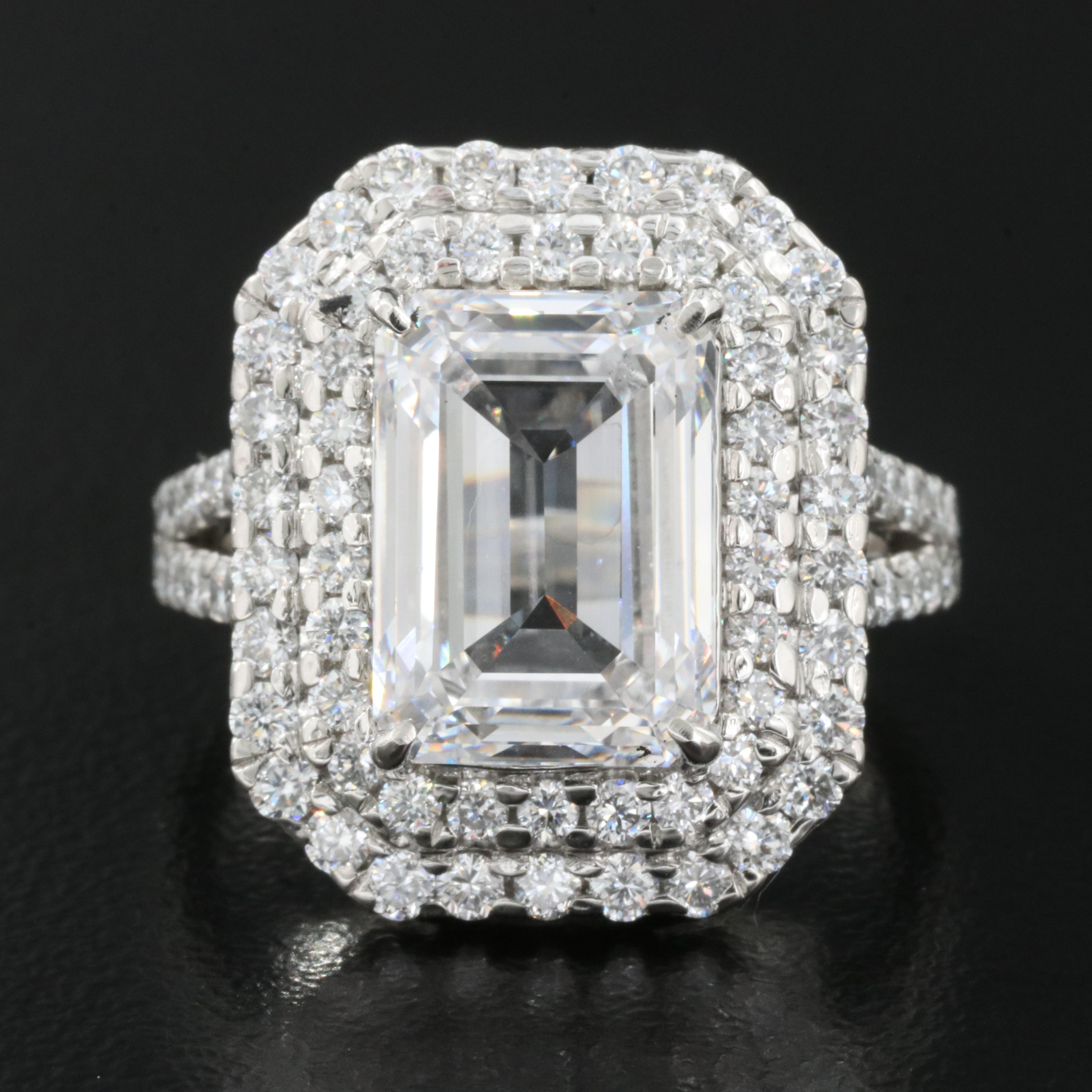 Platinum 6.29 CTW Lab Grown Diamond Ring with IGI Report