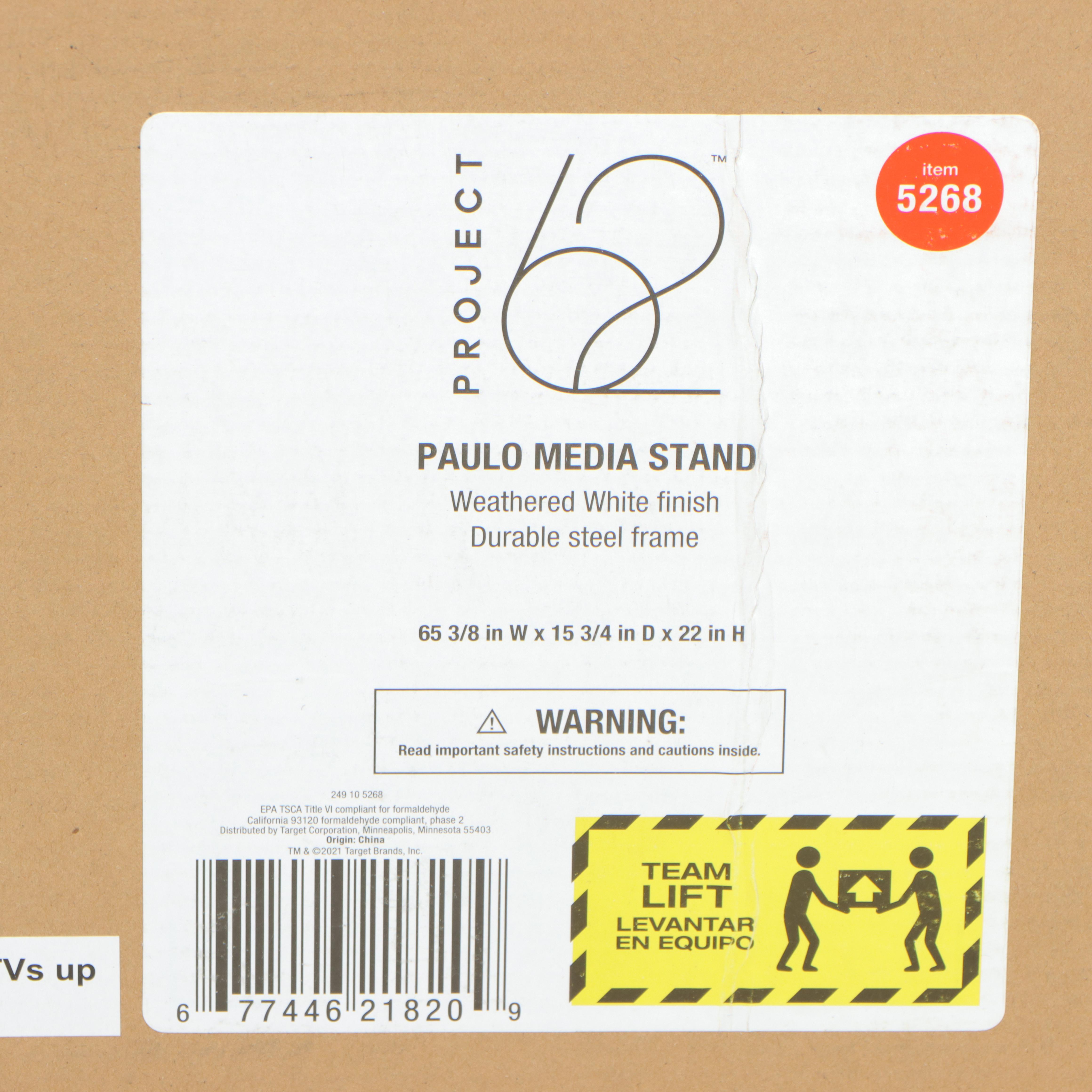 Project 62 Paulo Media Stand in Weathered White Finish