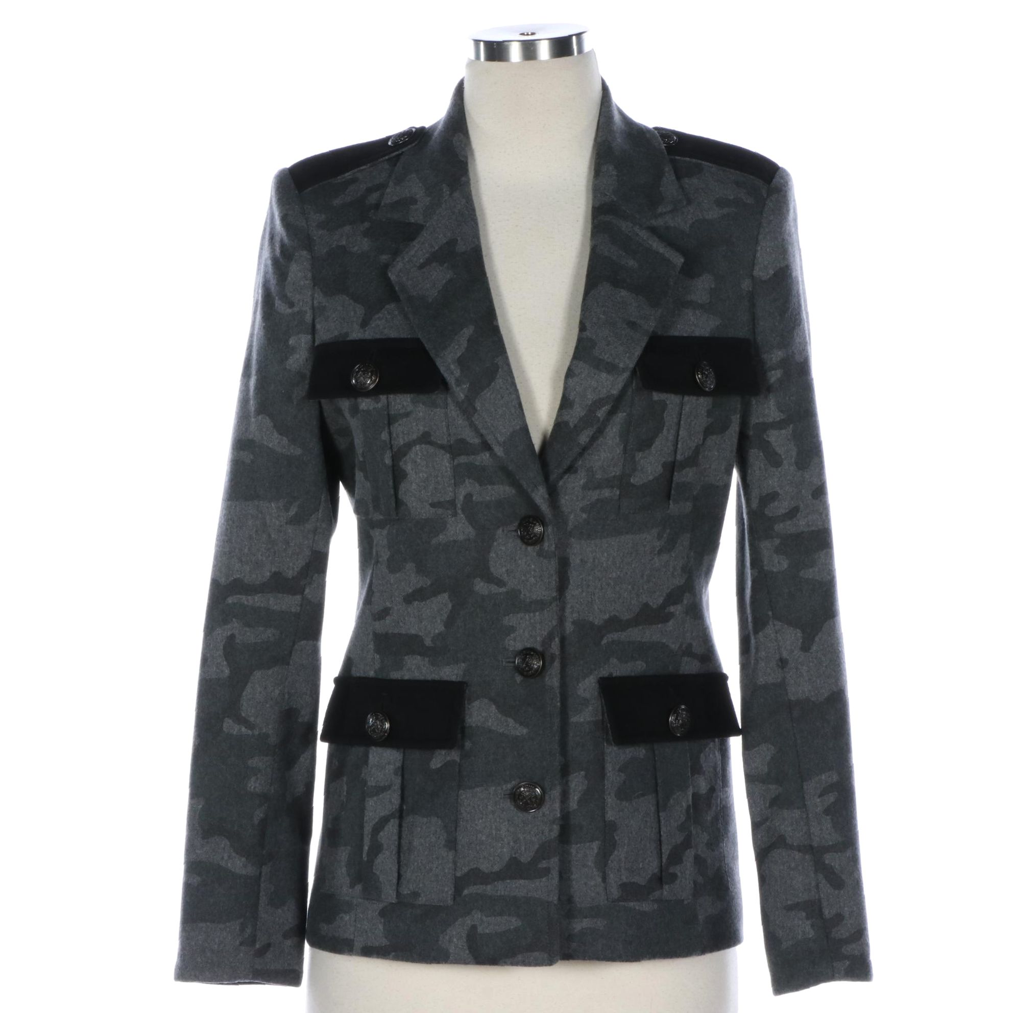 Barneys New York Co-Op Woolen Camouflage Jacket