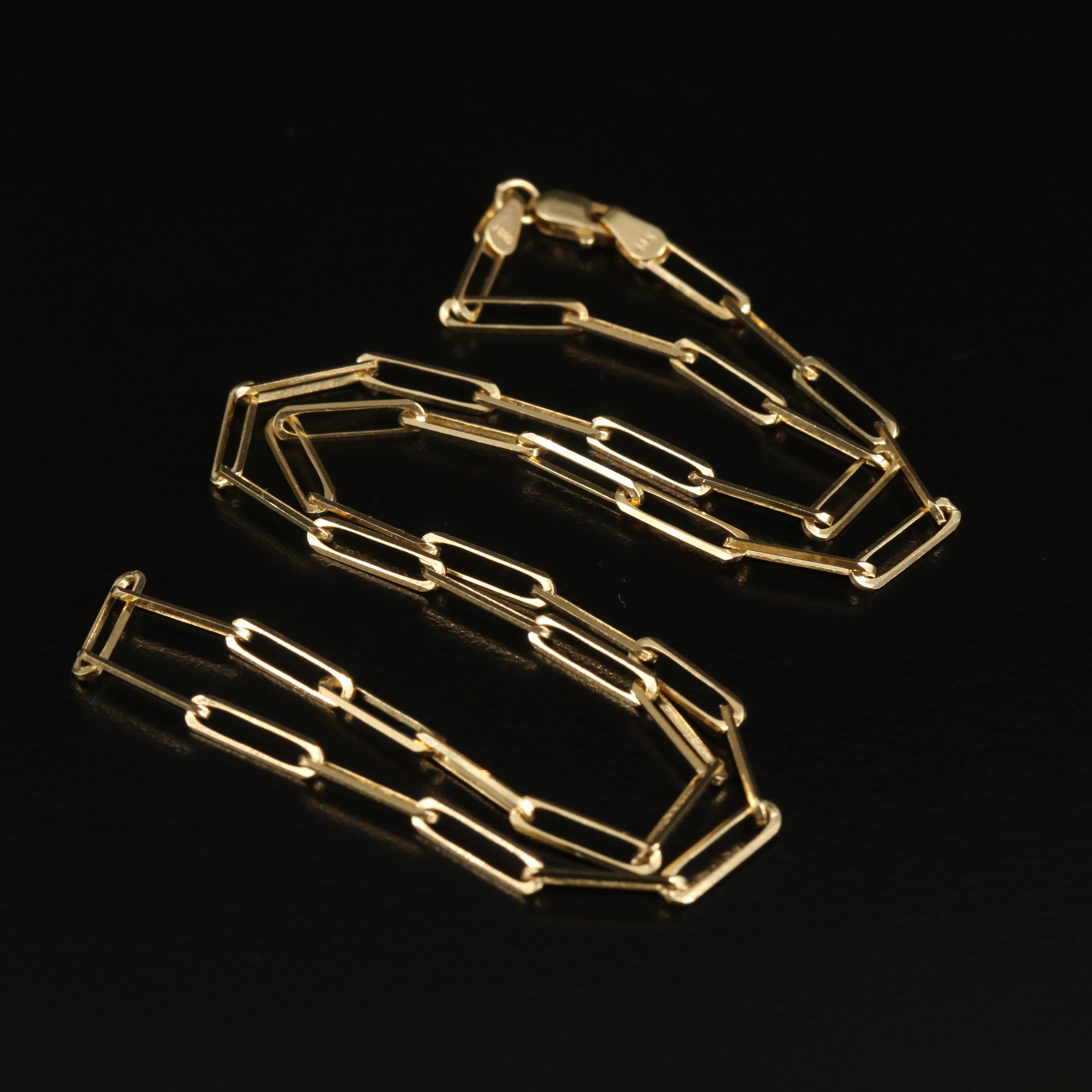 14K Knife-Edge Paper Clip Chain Necklace