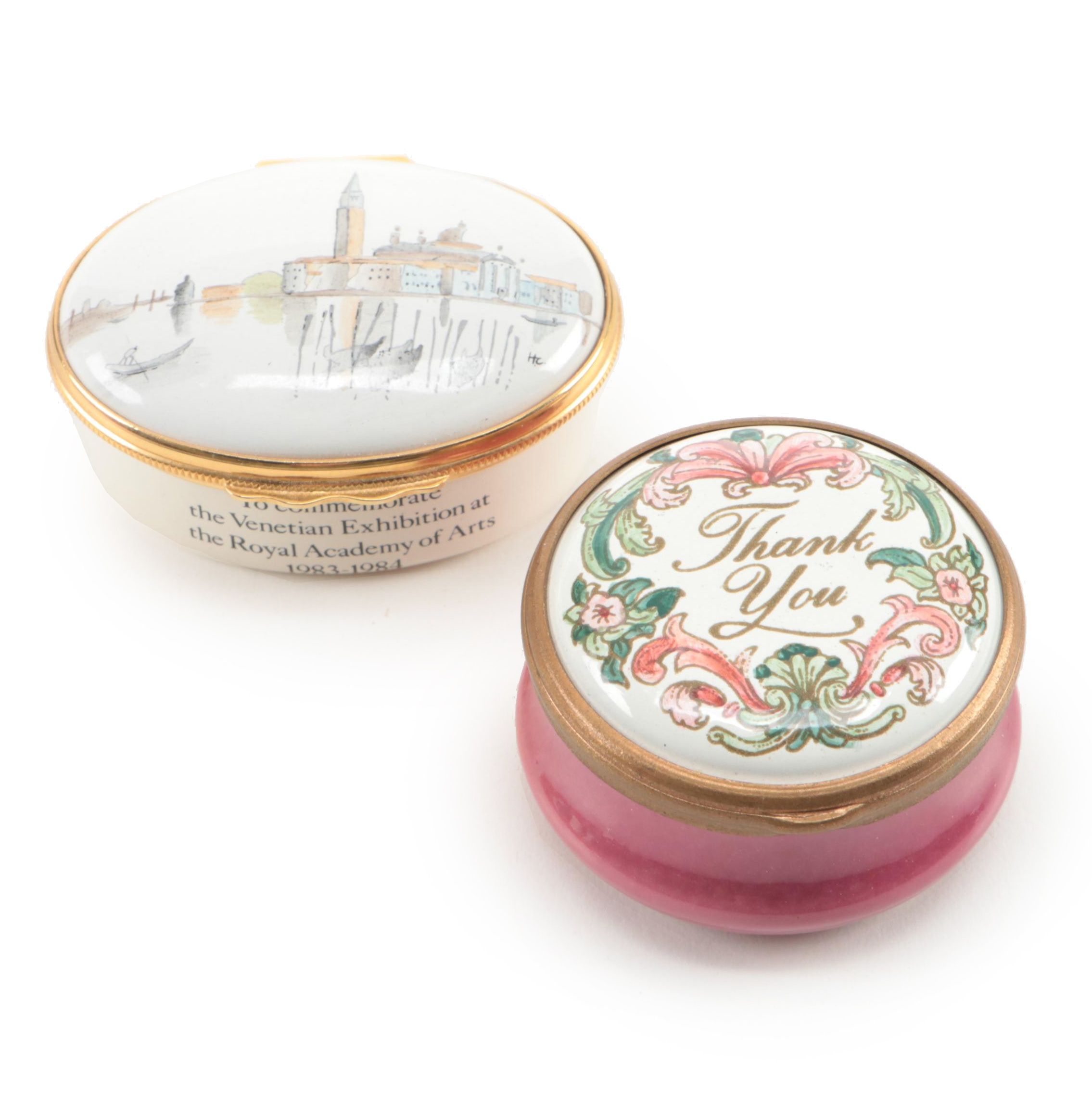 Halcyon Days Venetian Exhibition Commemorative Box with Other Enameled Box