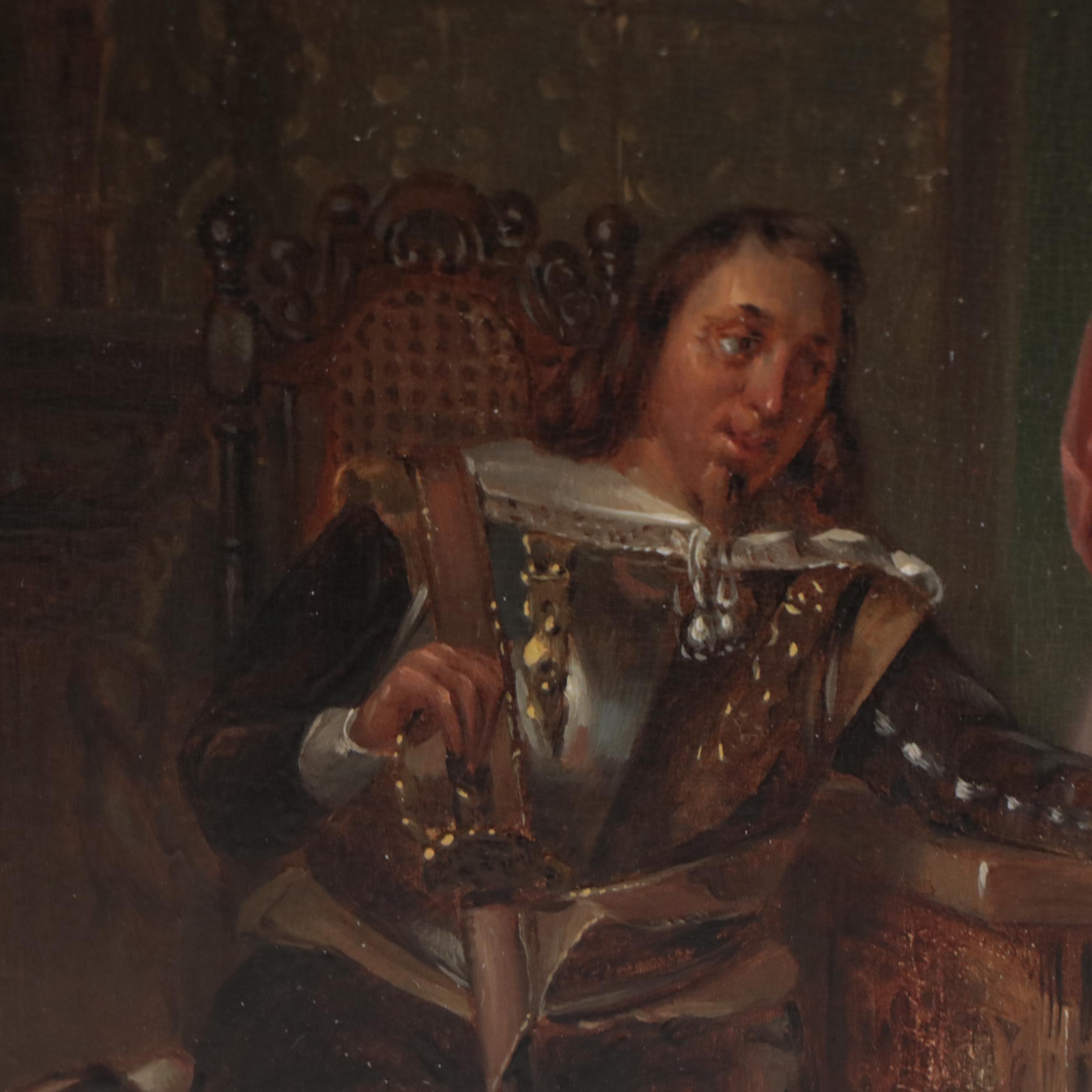 Attributed to Nicolaus Montauban van Swijndregt Dutch Genre Scene Oil Painting