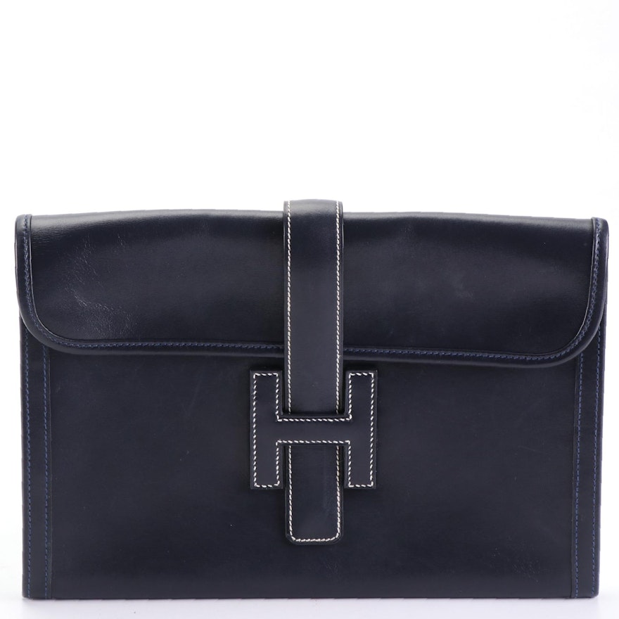 Hermès Jige Elan 29 Clutch Purse in Box Calf Leather