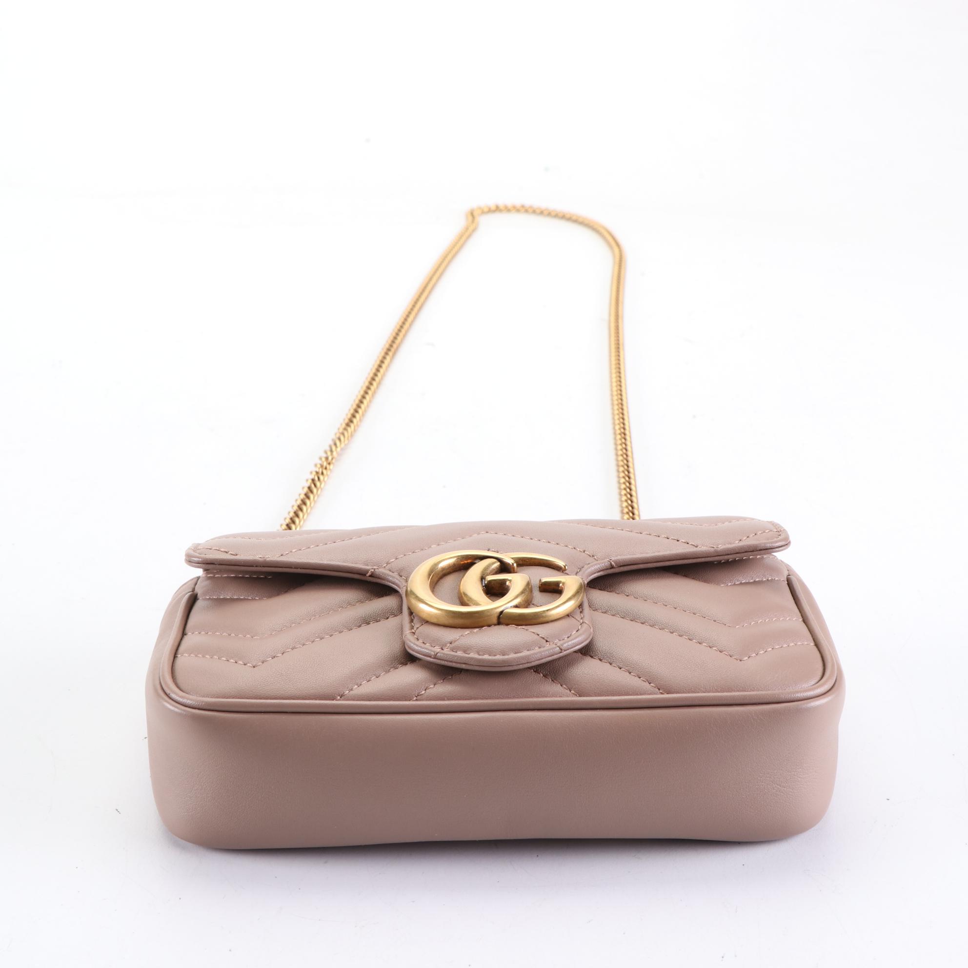 Gucci Super Mini Marmont Flap Shoulder Bag in Matelassé Leather with Box