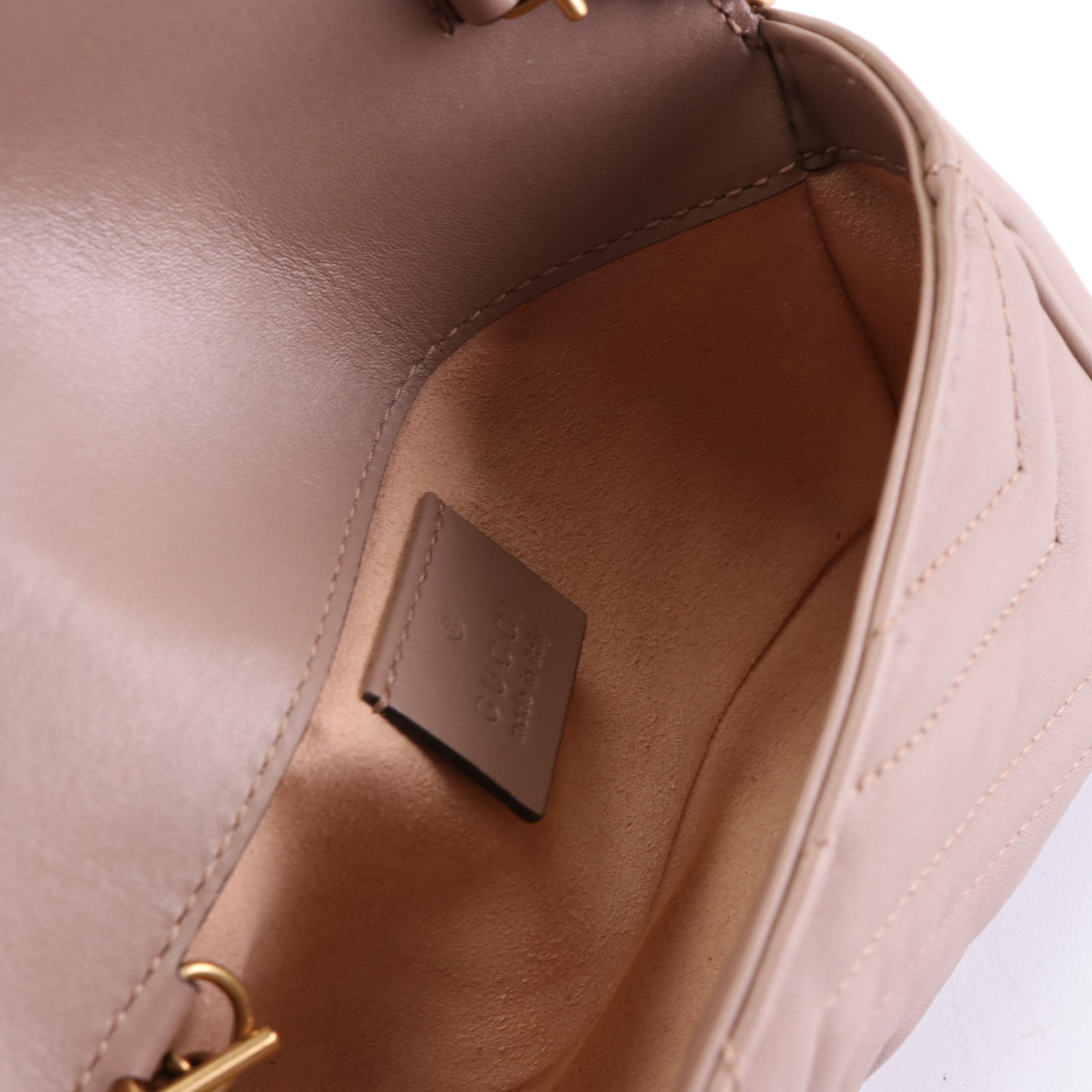 Gucci Super Mini Marmont Flap Shoulder Bag in Matelassé Leather with Box