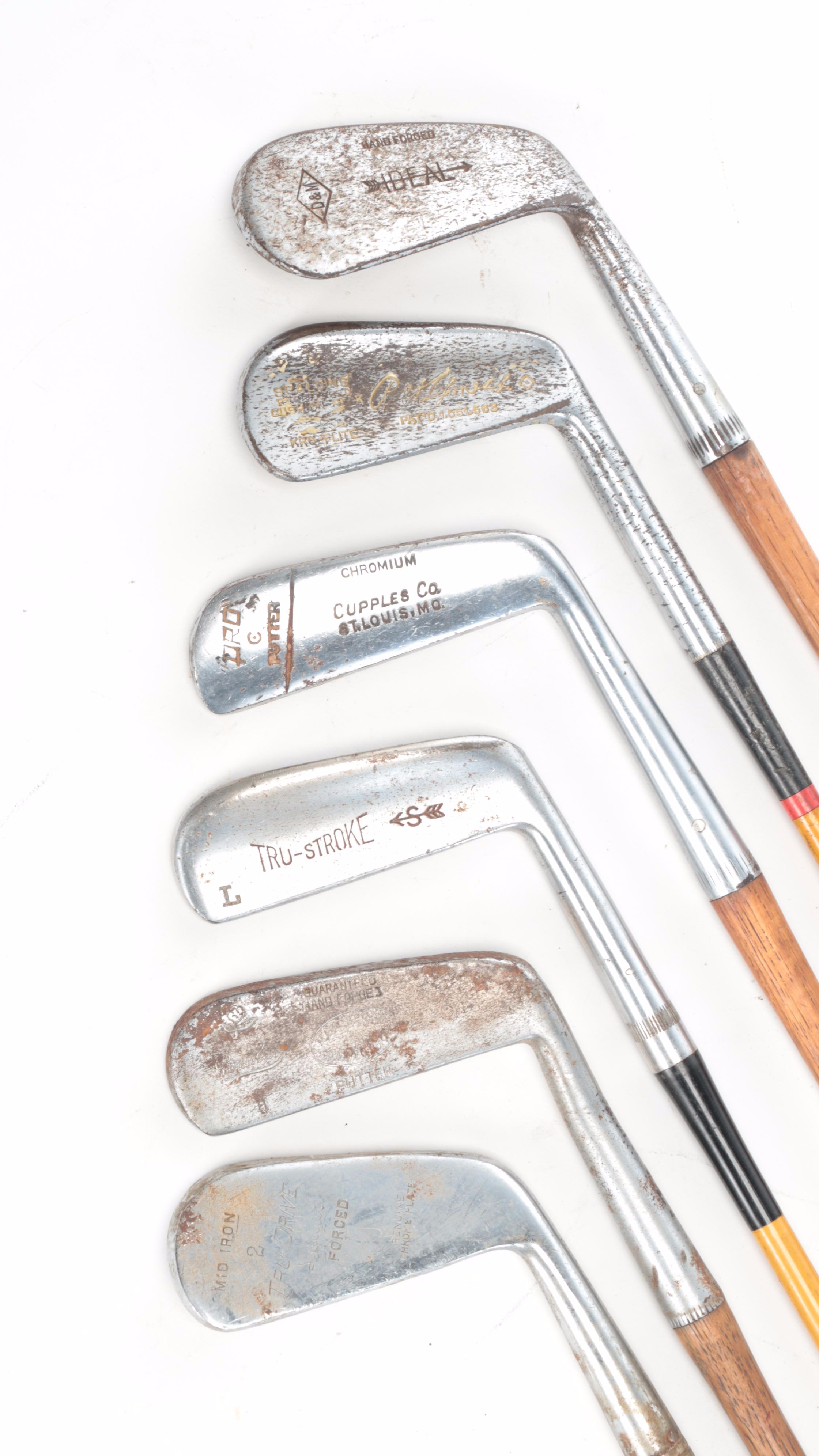Cupples, Tru-Stroke and More Putters, Other Golf Clubs in Golf Bag, 20th Century