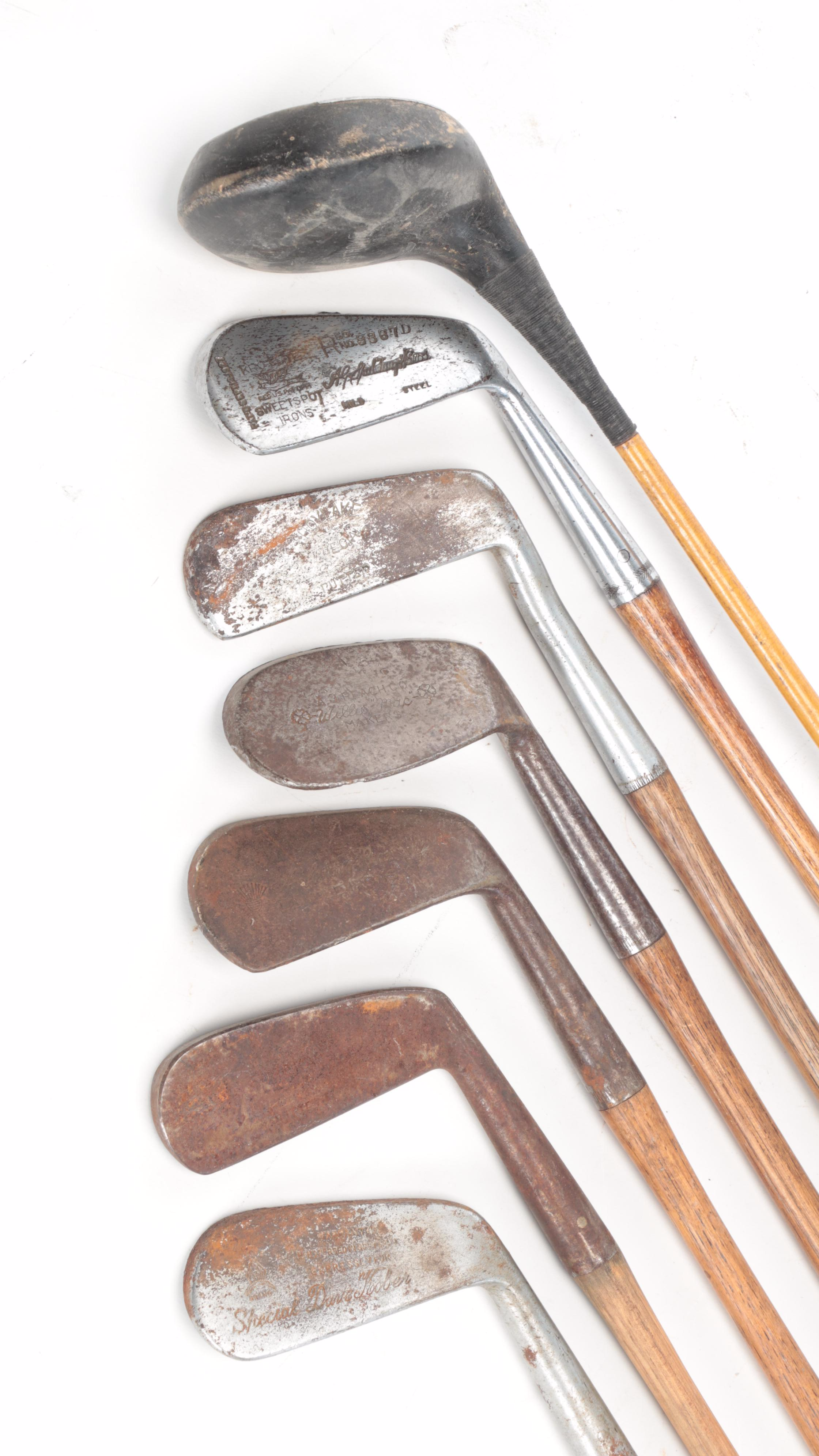 Cupples, Tru-Stroke and More Putters, Other Golf Clubs in Golf Bag, 20th Century