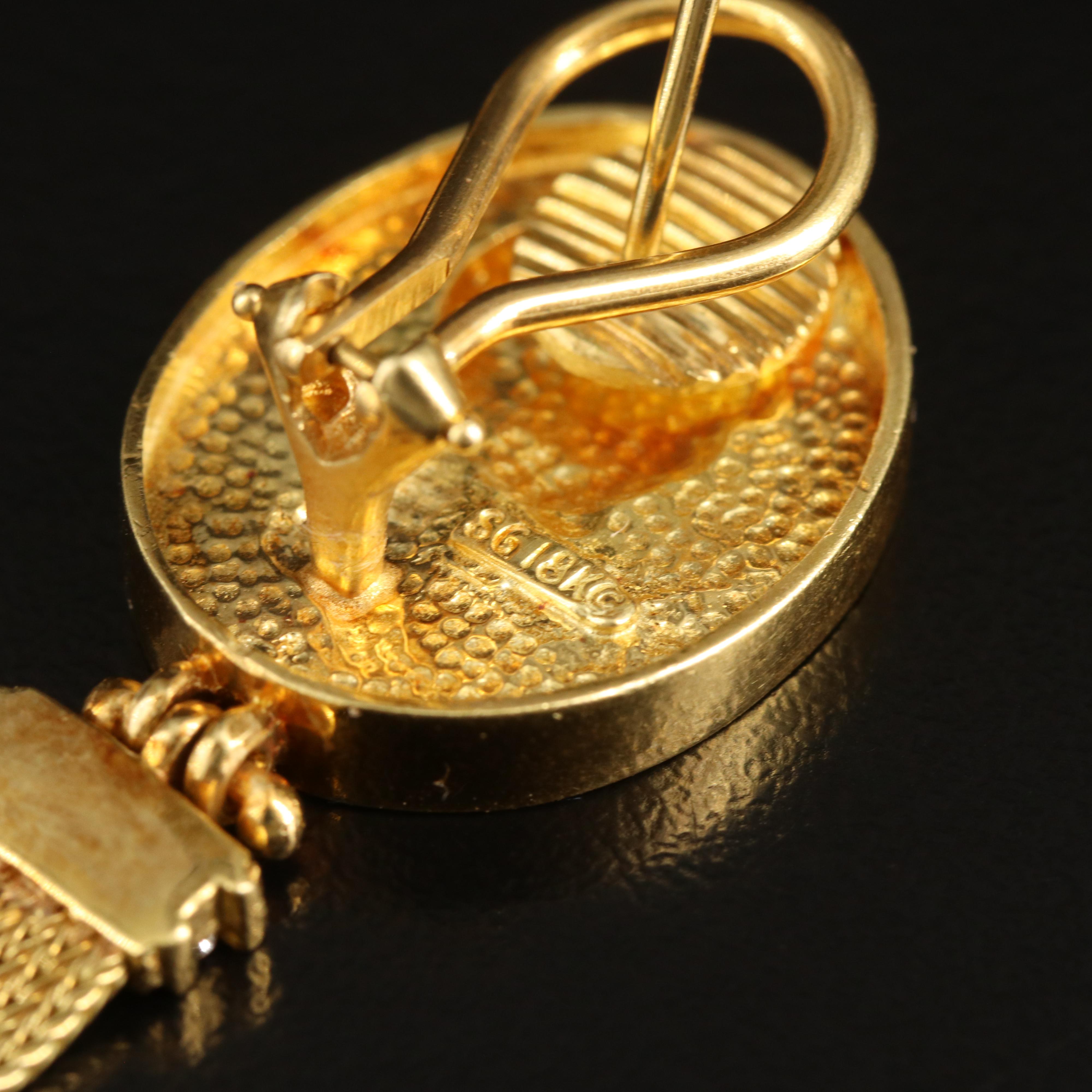 SeidenGang 18K 0.15 CTW Diamond Cameo Earrings with Foxtail Tassels