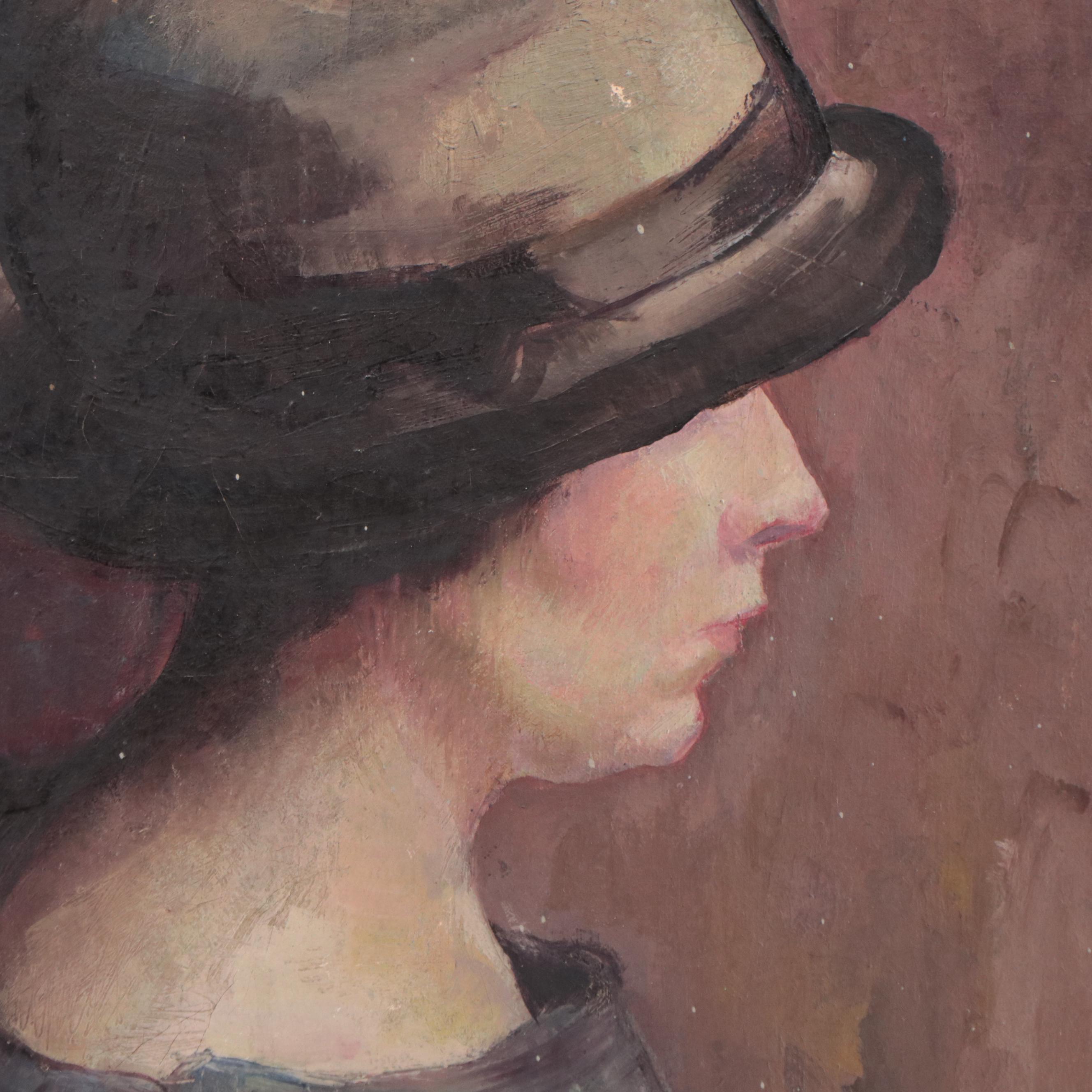 G. Gallagher Portrait Oil Painting of a Lady, Circa 1920