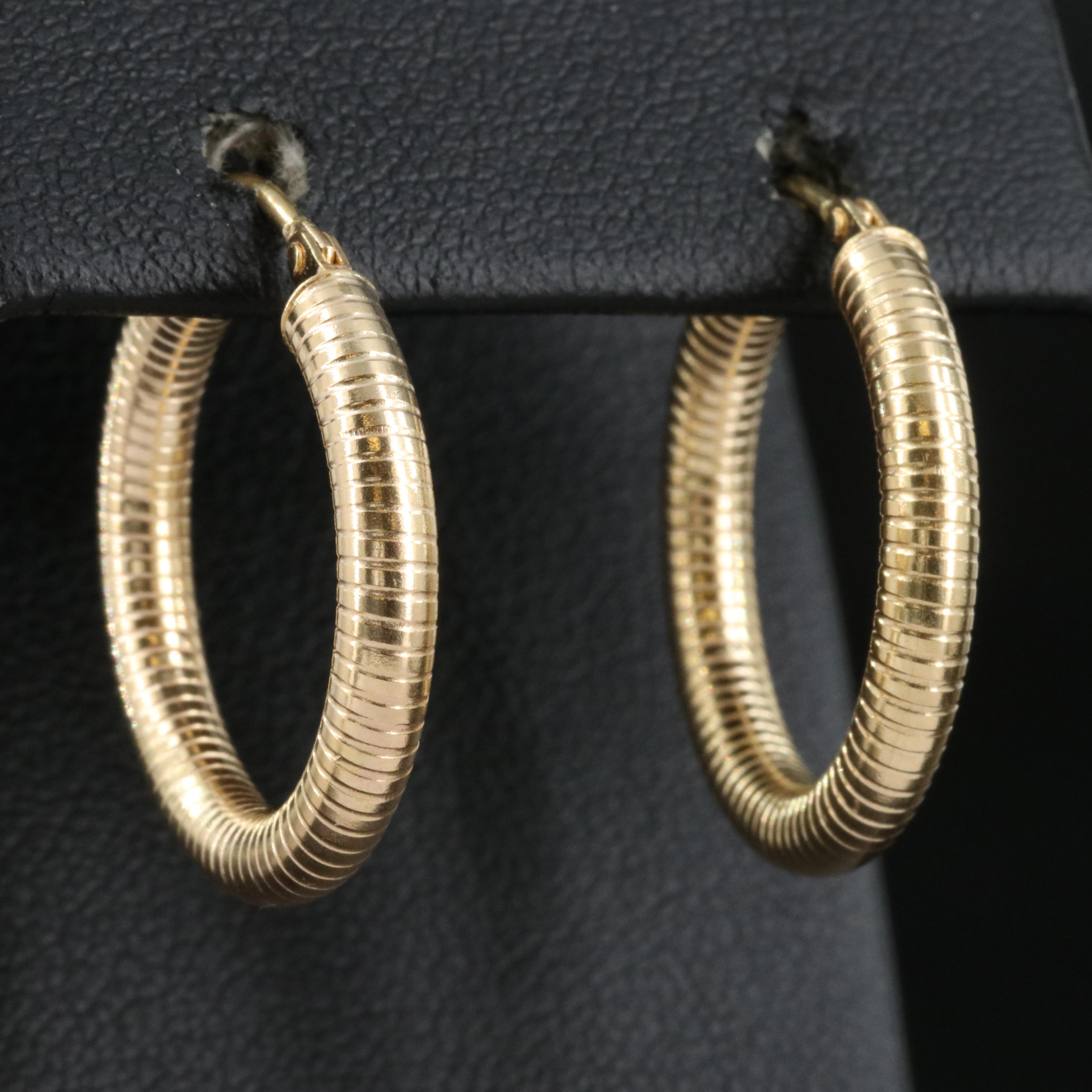 14K Textured Hoop Earrings