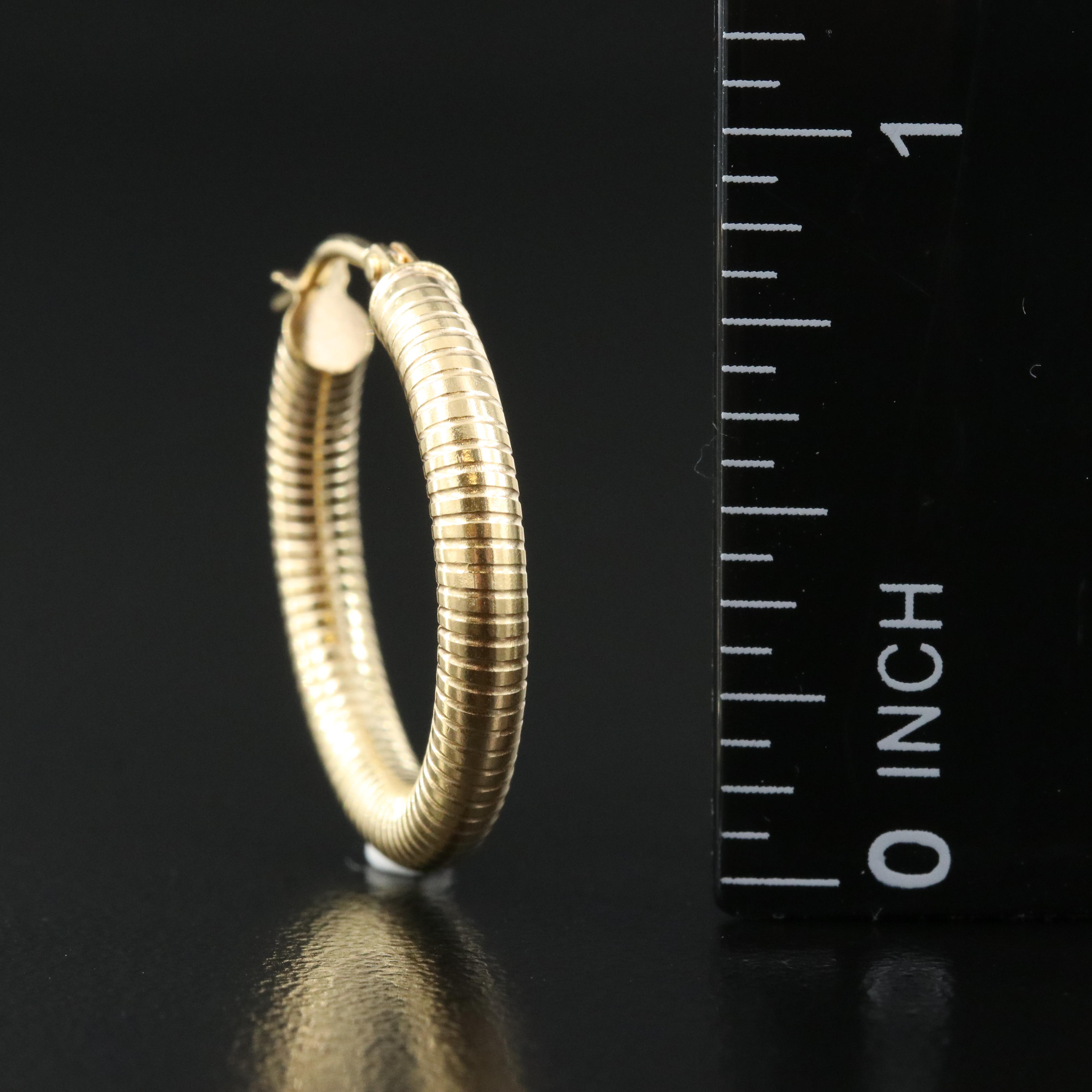 14K Textured Hoop Earrings
