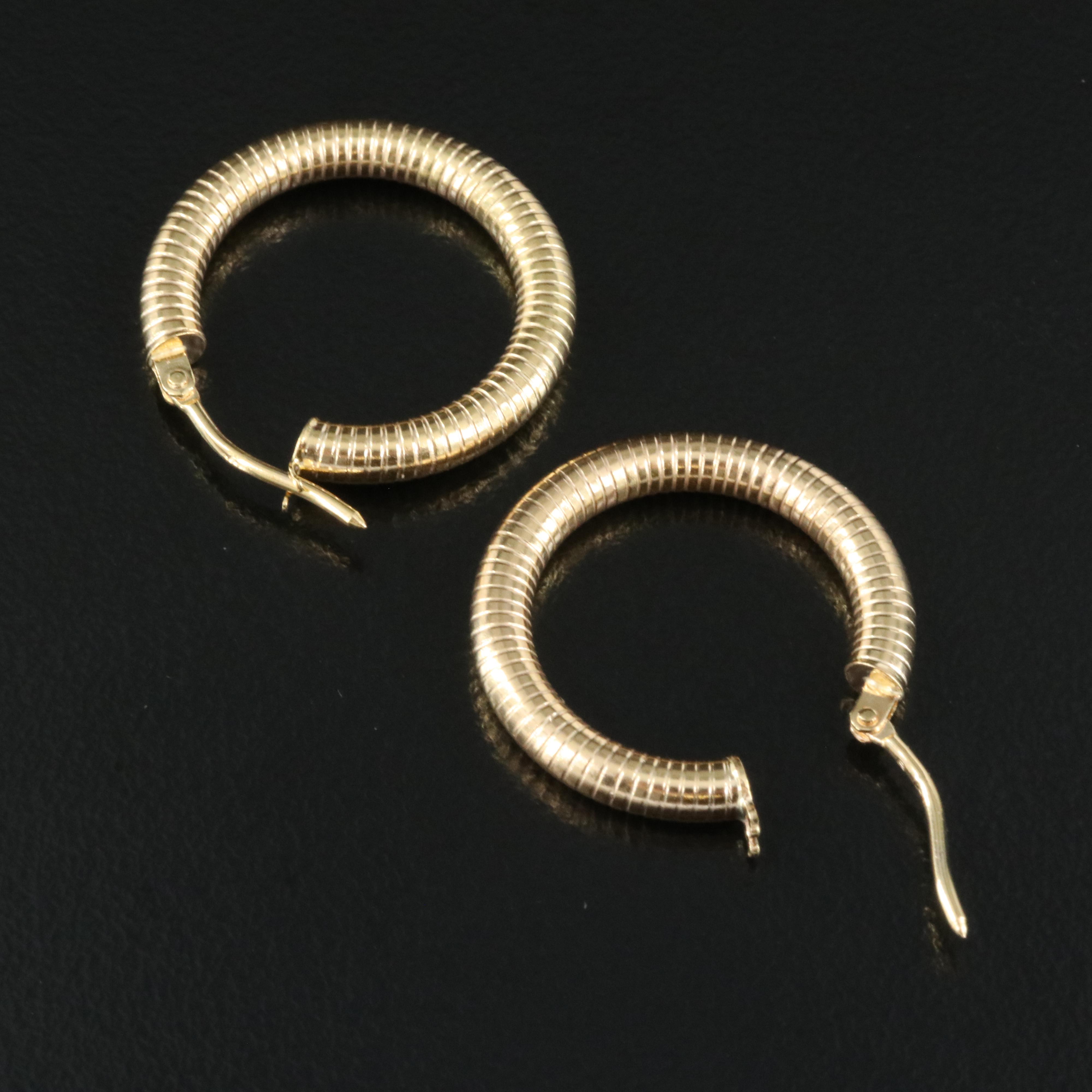 14K Textured Hoop Earrings